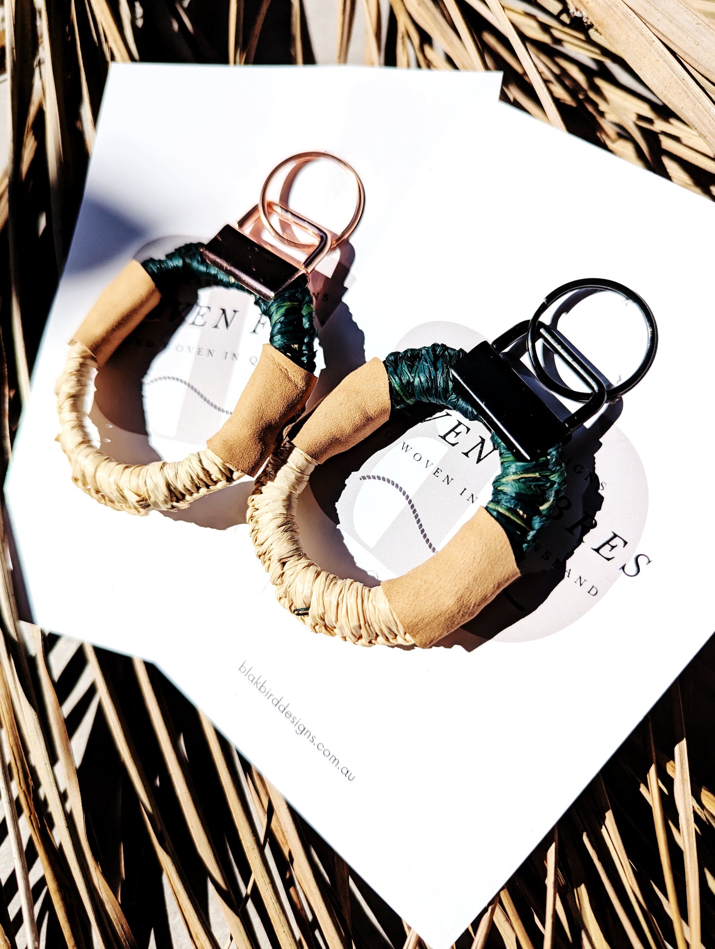 Woven Fibres Keyrings - Forest Green