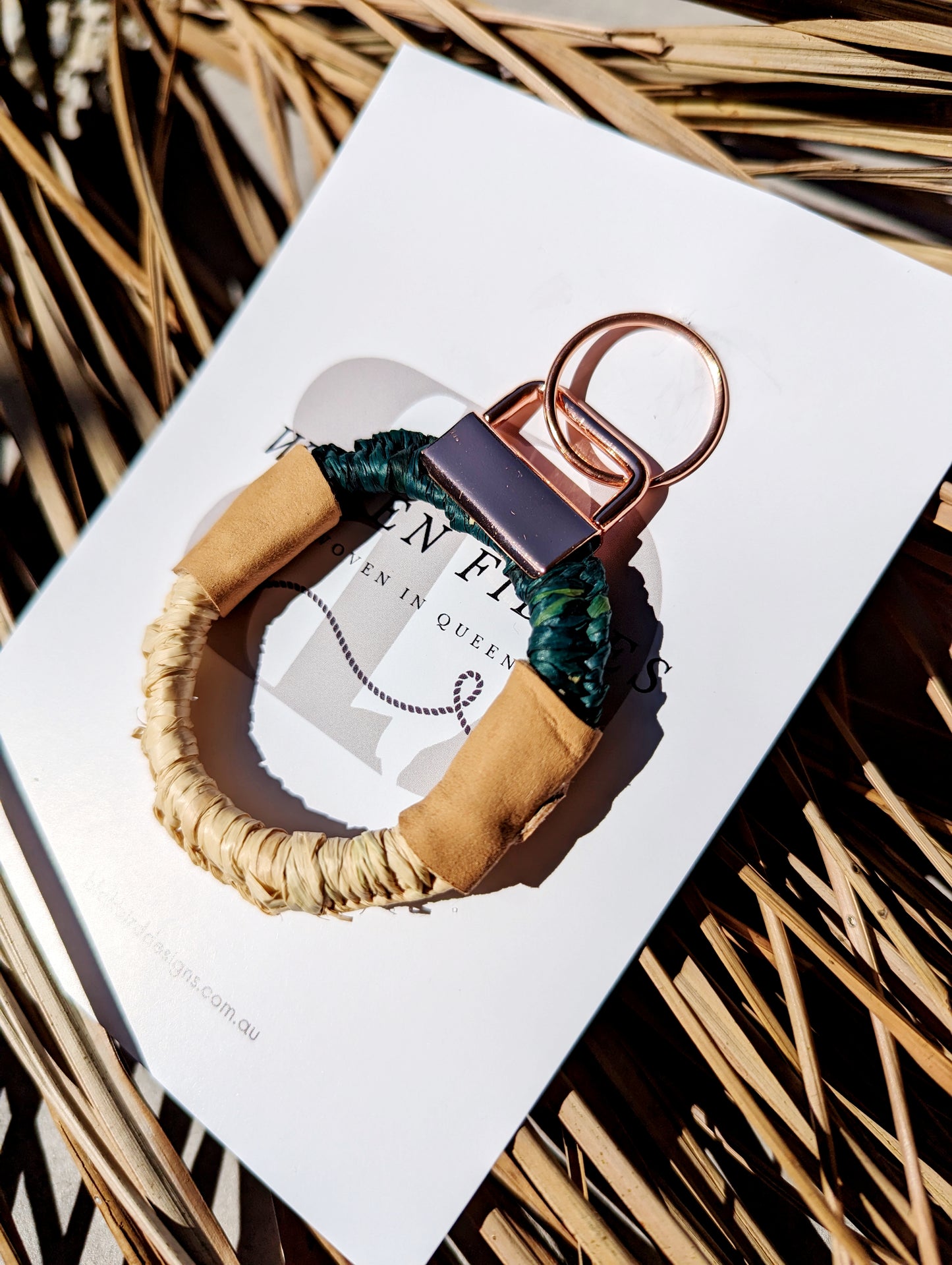 Woven Fibres Keyrings - Forest Green