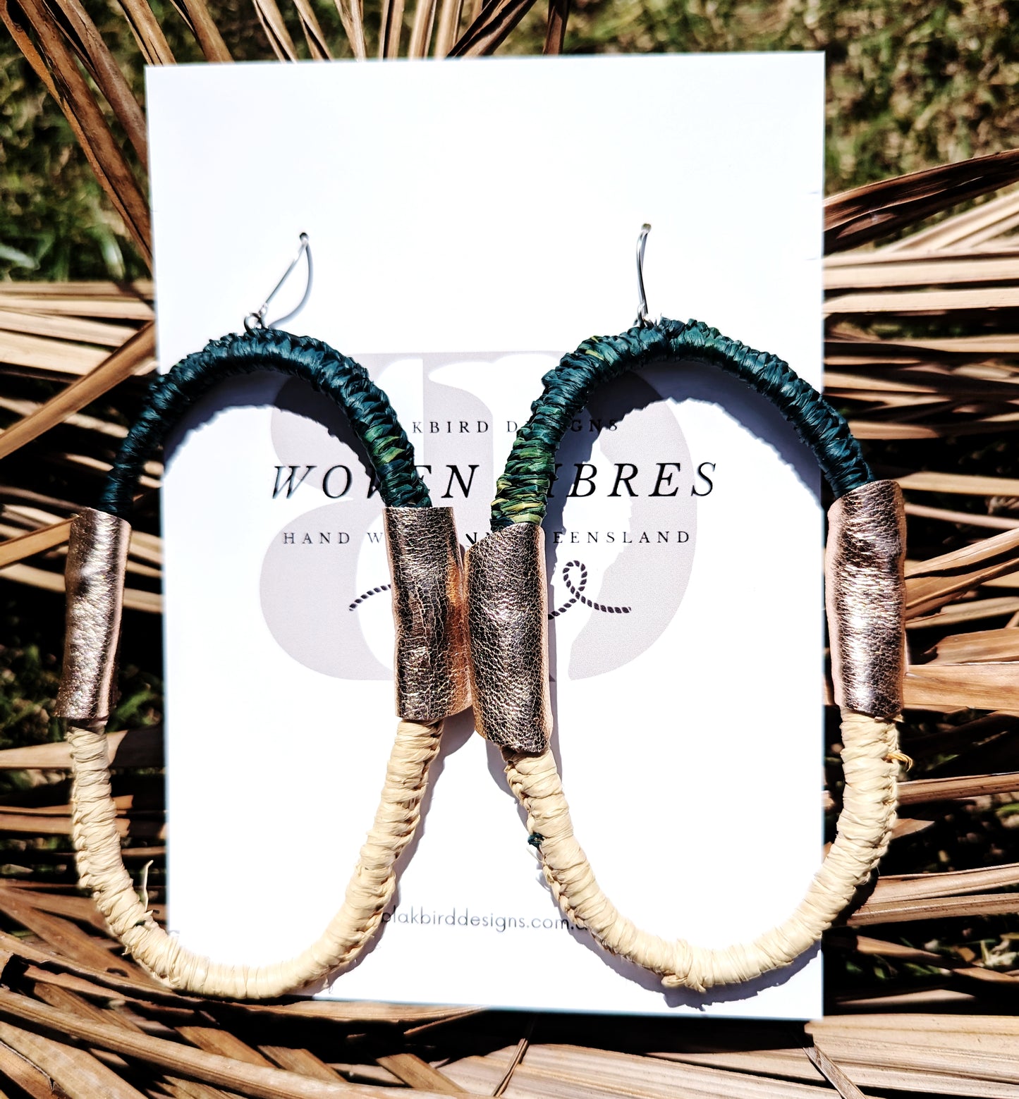Woven Fibres Forest Green - Rose Gold