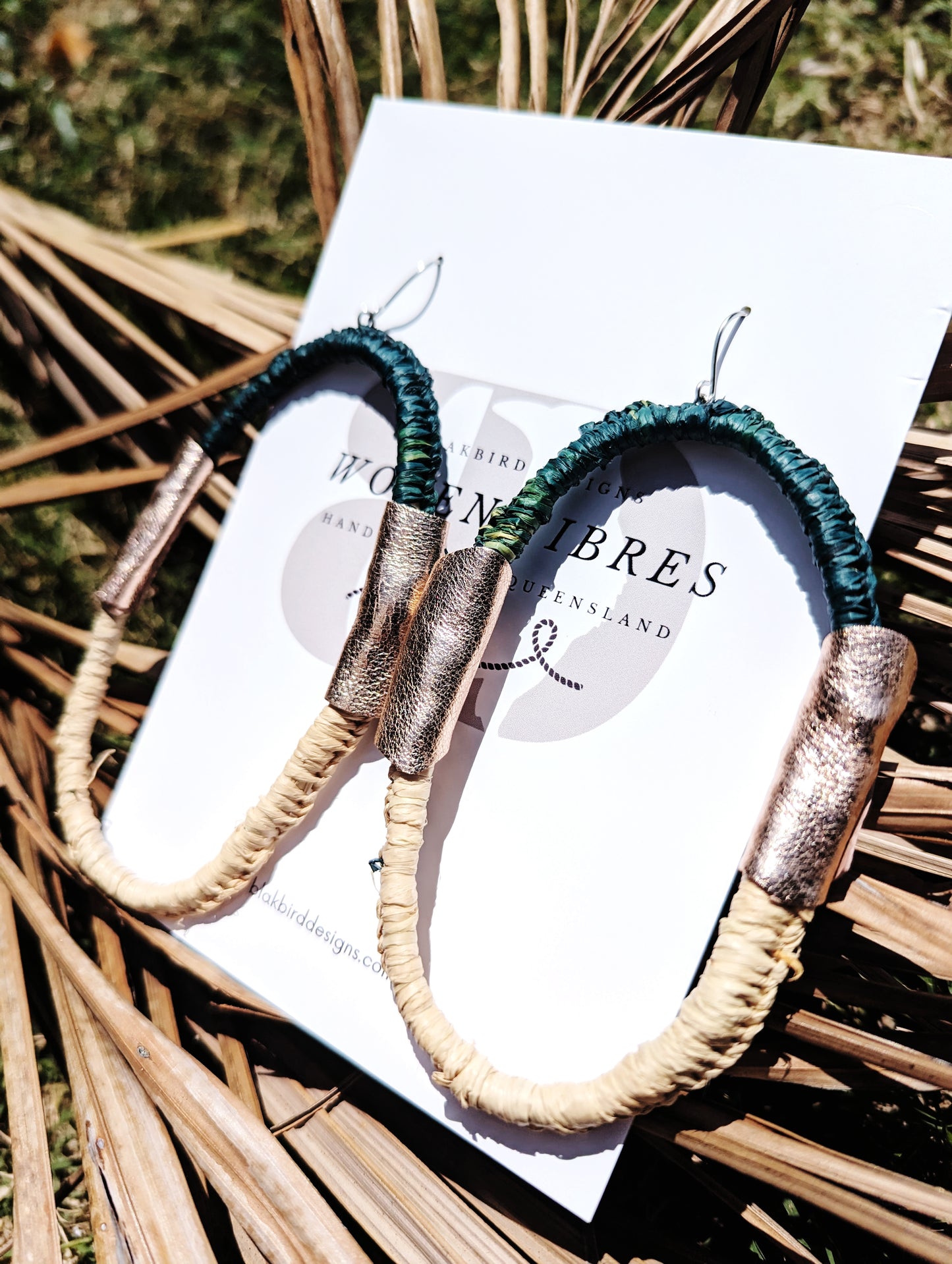 Woven Fibres Forest Green - Rose Gold
