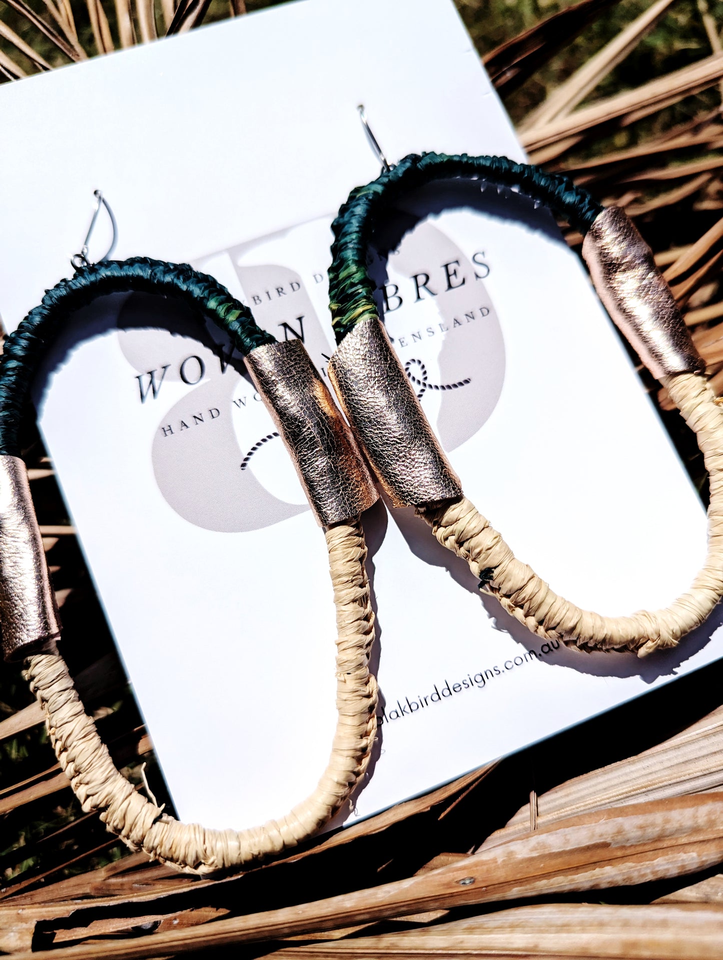 Woven Fibres Forest Green - Rose Gold