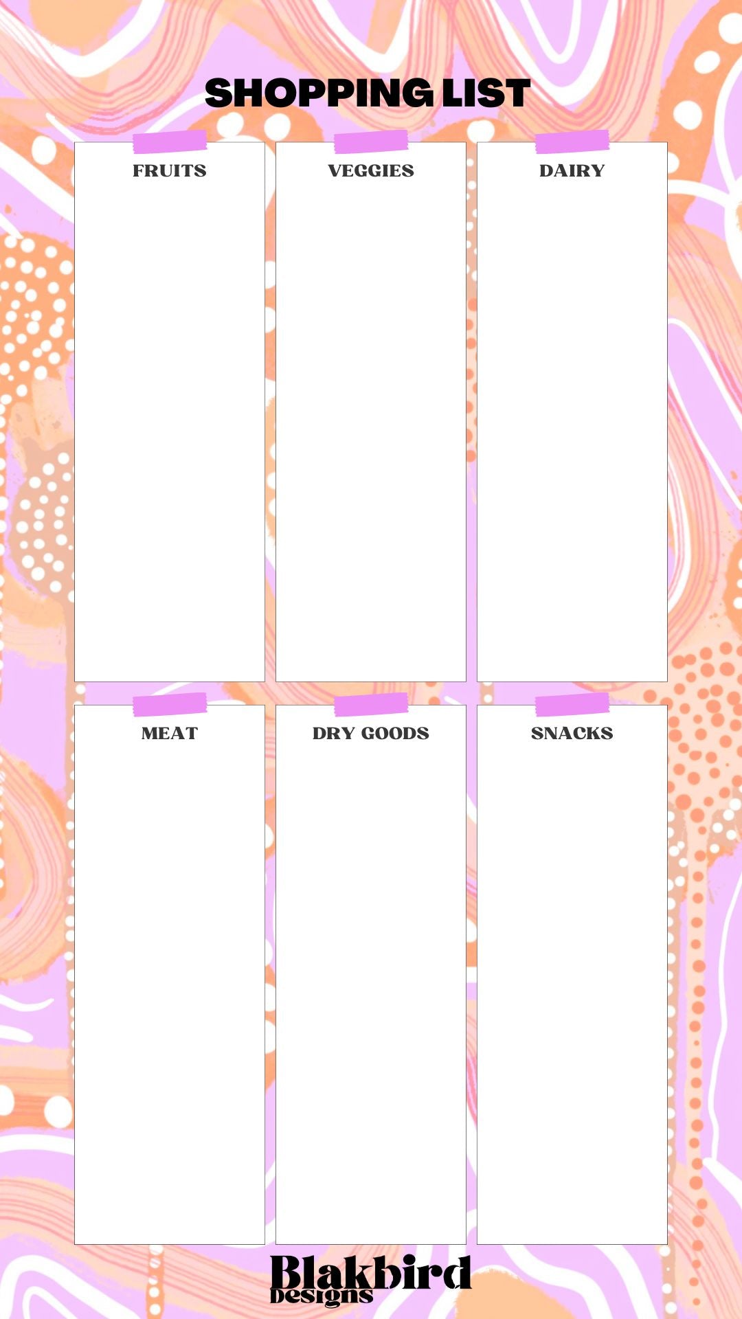 Digital Download - Banksia- Shopping list