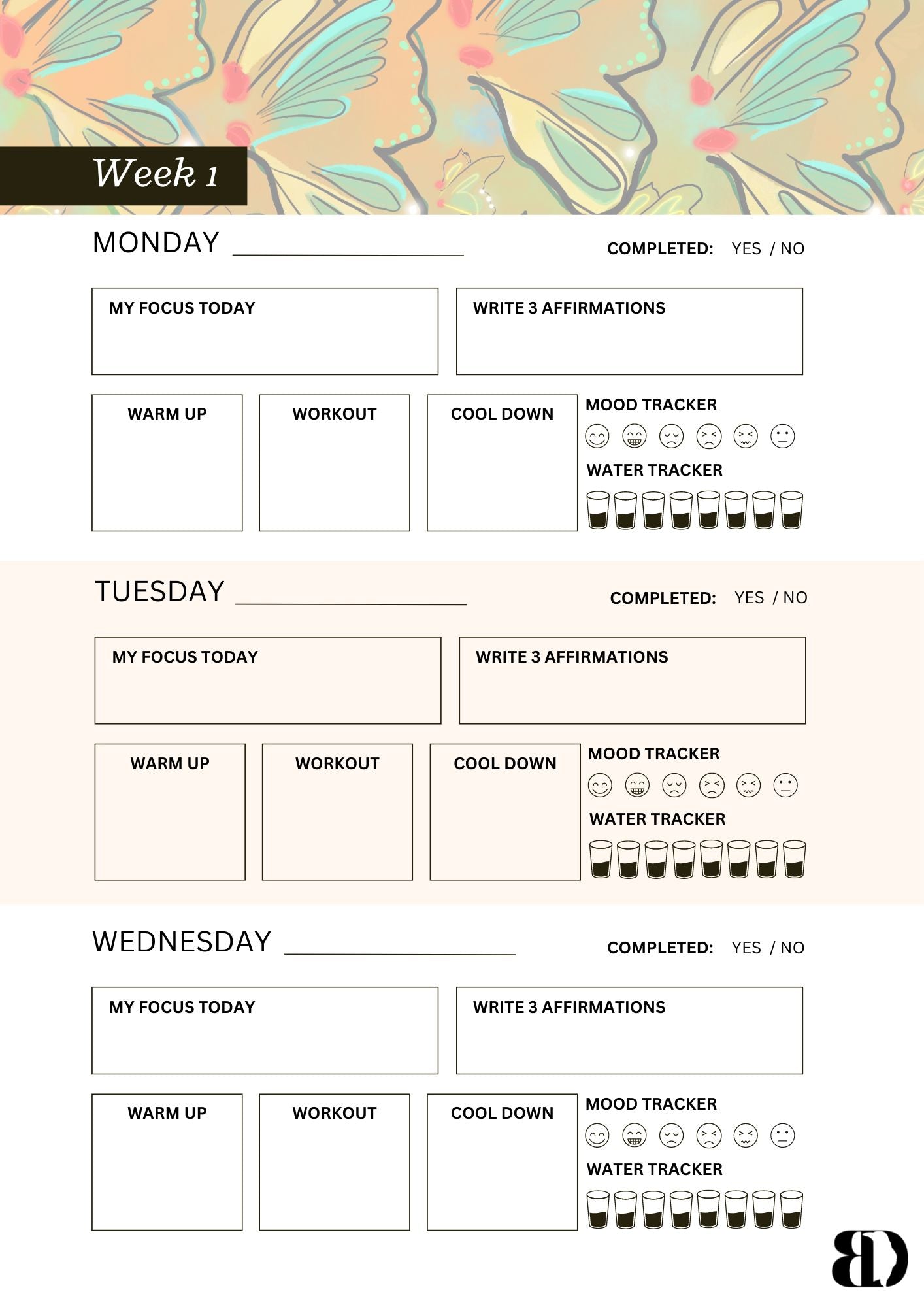 Digital Download - Butterflies - Six week beginners workout planner