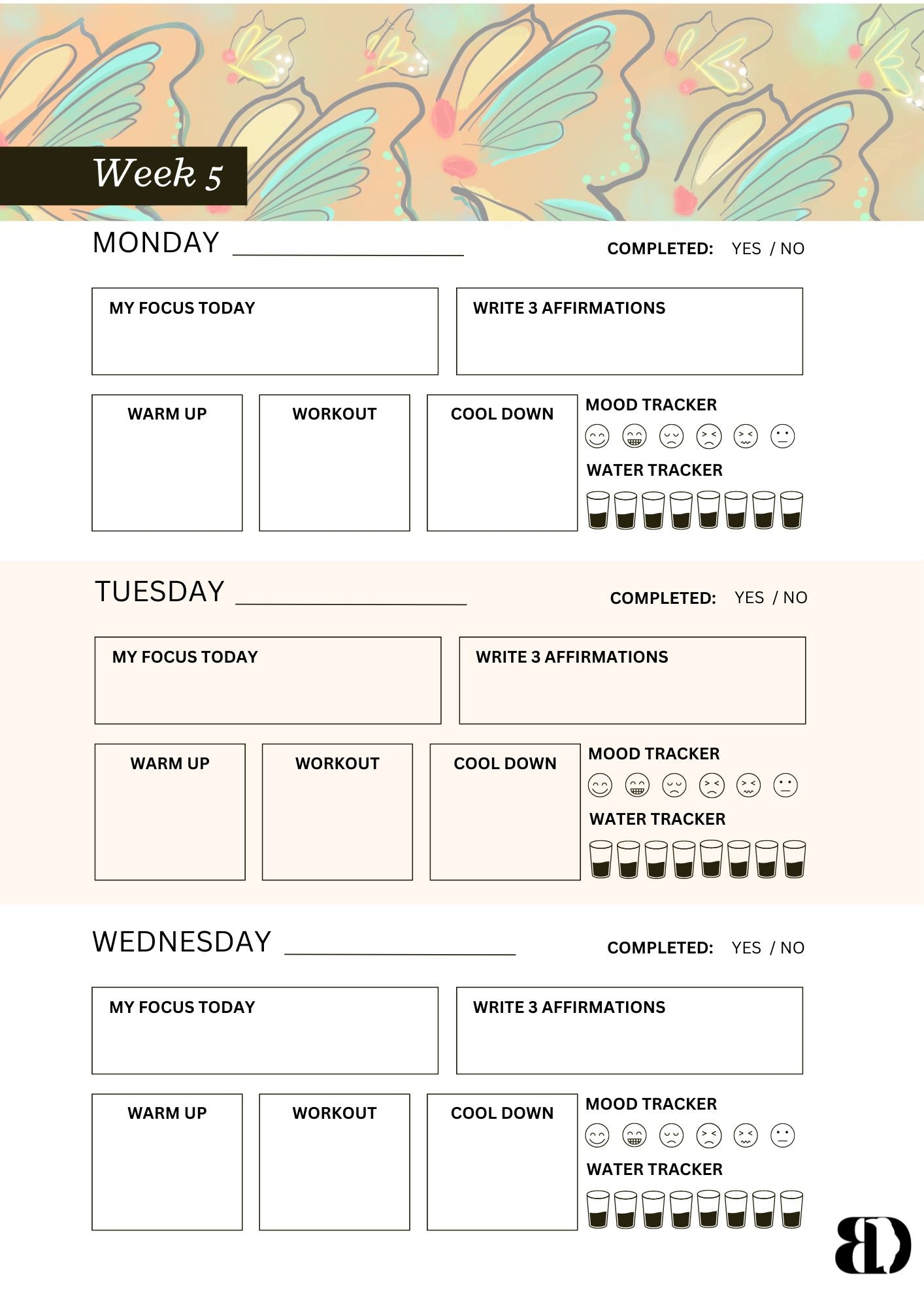 Digital Download - Butterflies - Six week beginners workout planner