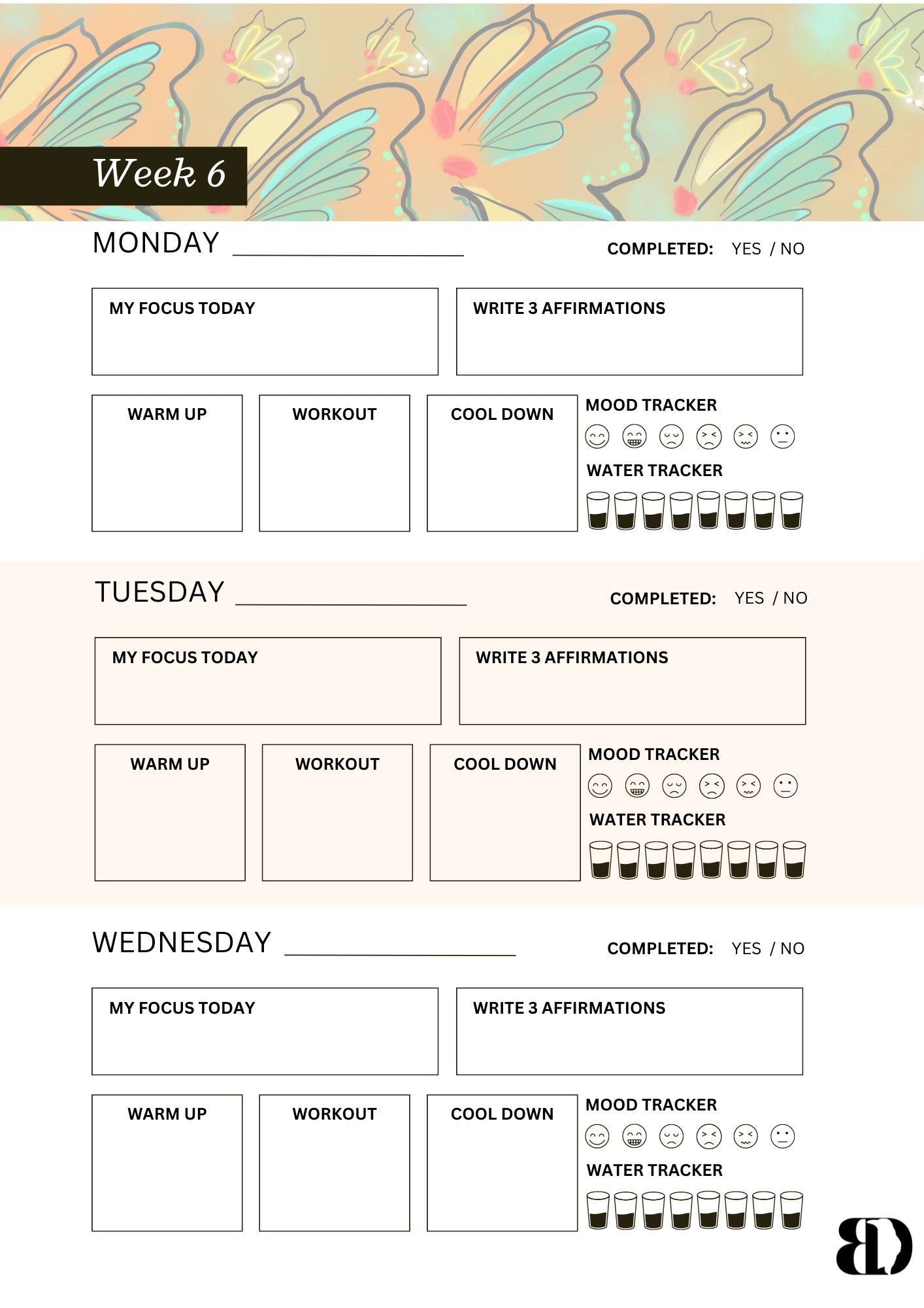 Digital Download - Butterflies - Six week beginners workout planner