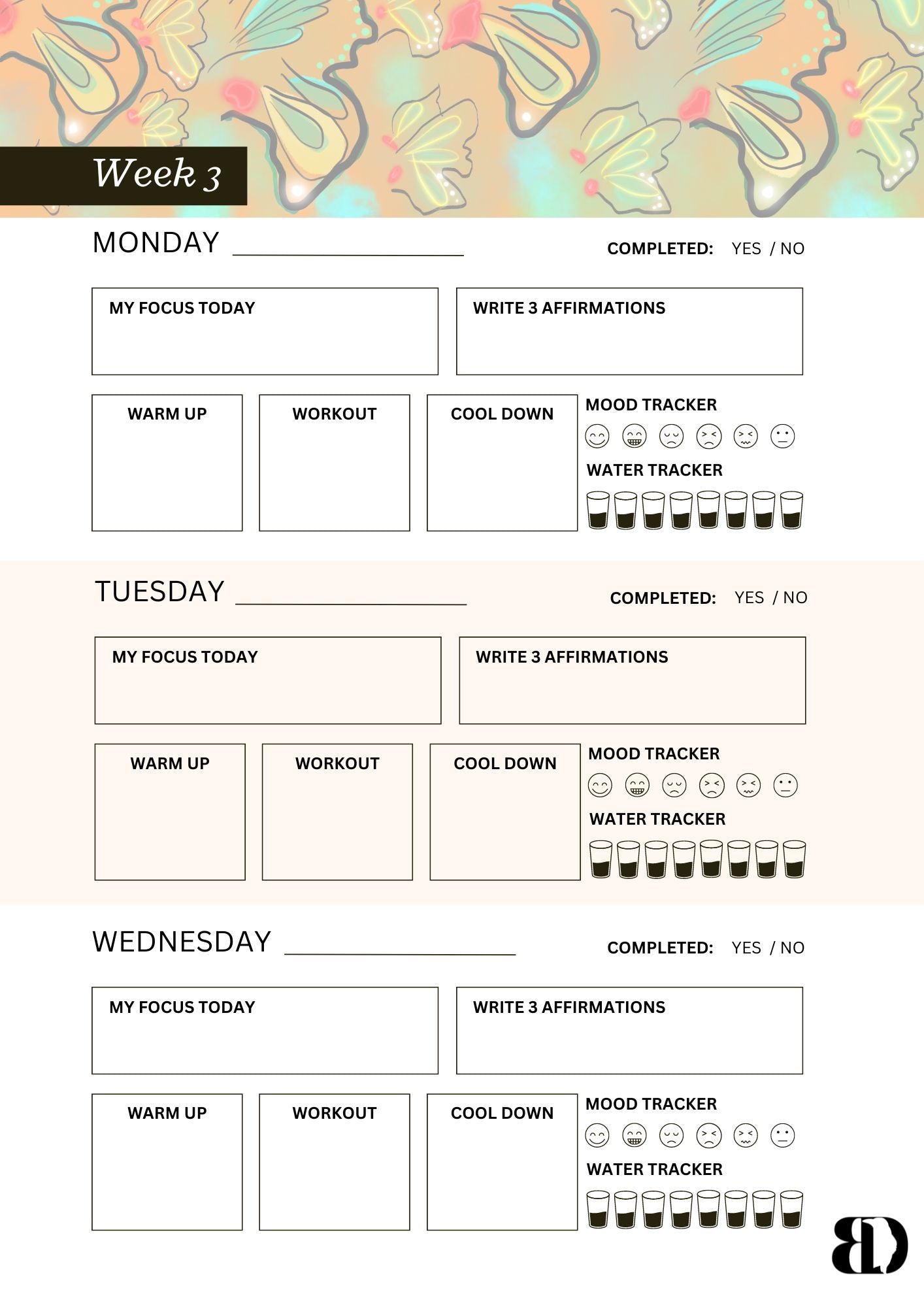 Digital Download - Butterflies - Six week beginners workout planner