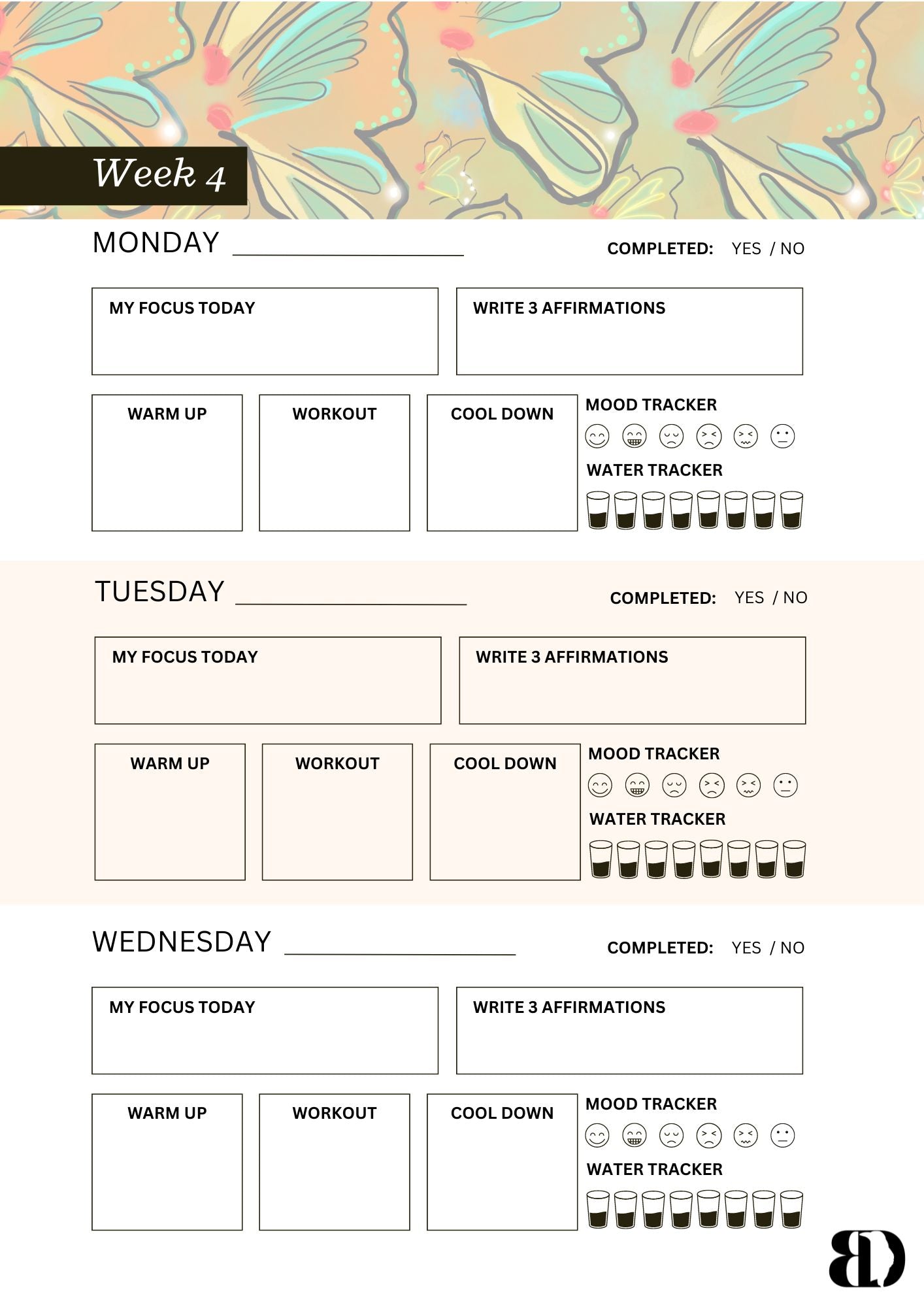 Digital Download - Butterflies - Six week beginners workout planner