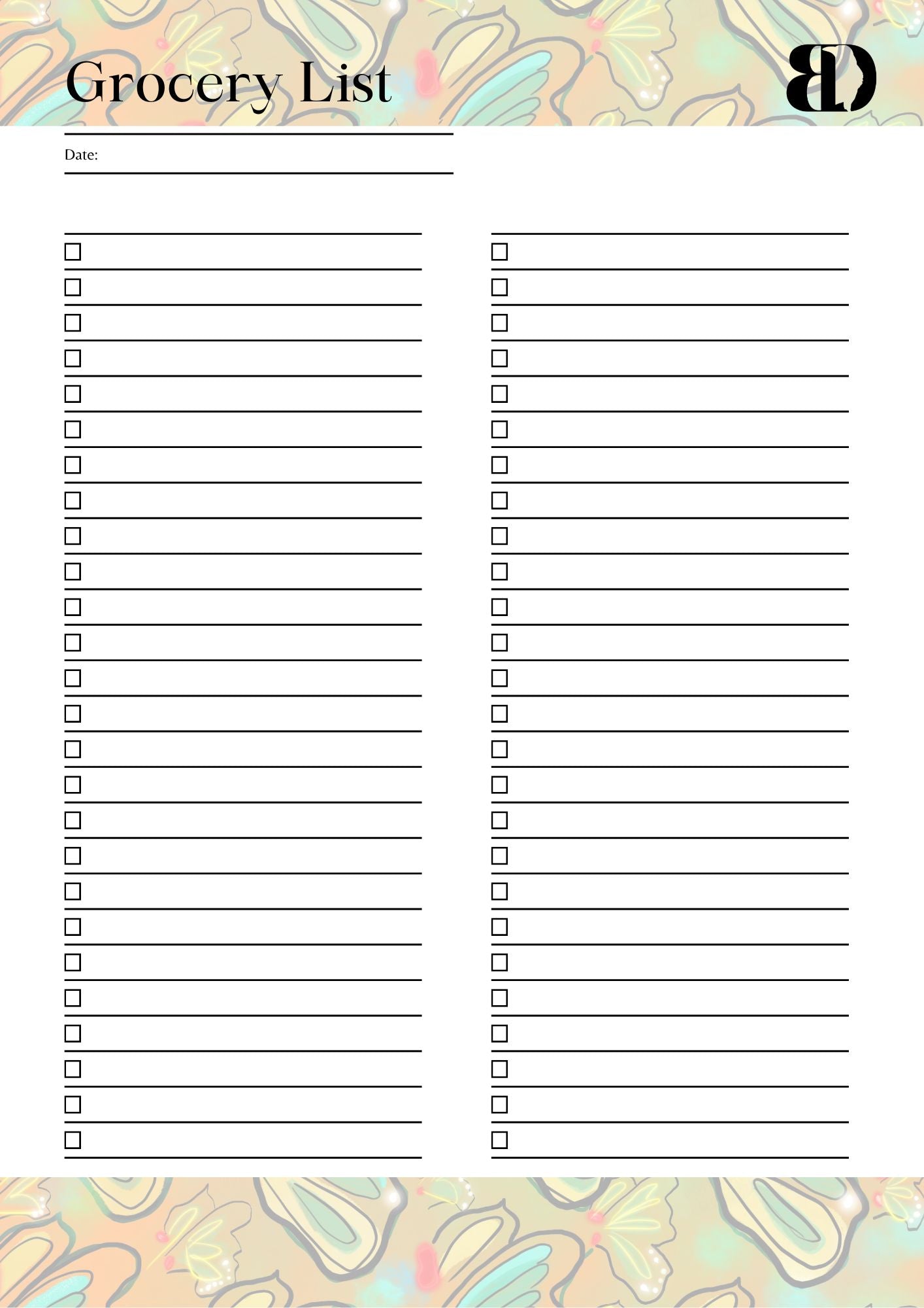 Digital Download - Butterflies - Meal planner