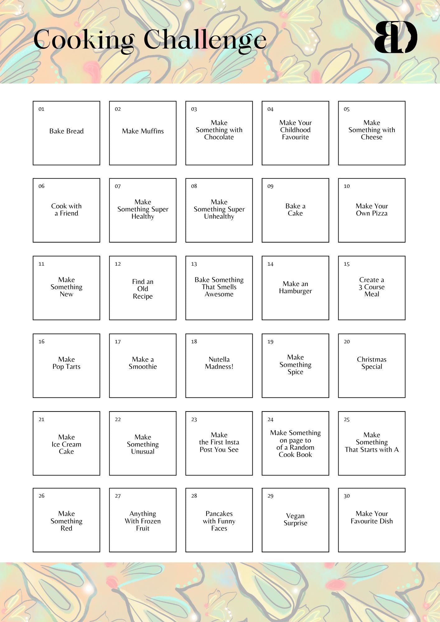 Digital Download - Butterflies - Meal planner