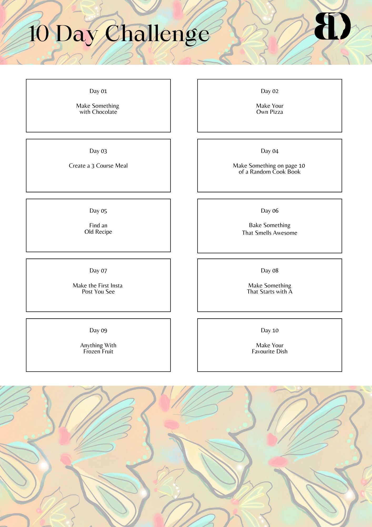 Digital Download - Butterflies - Meal planner