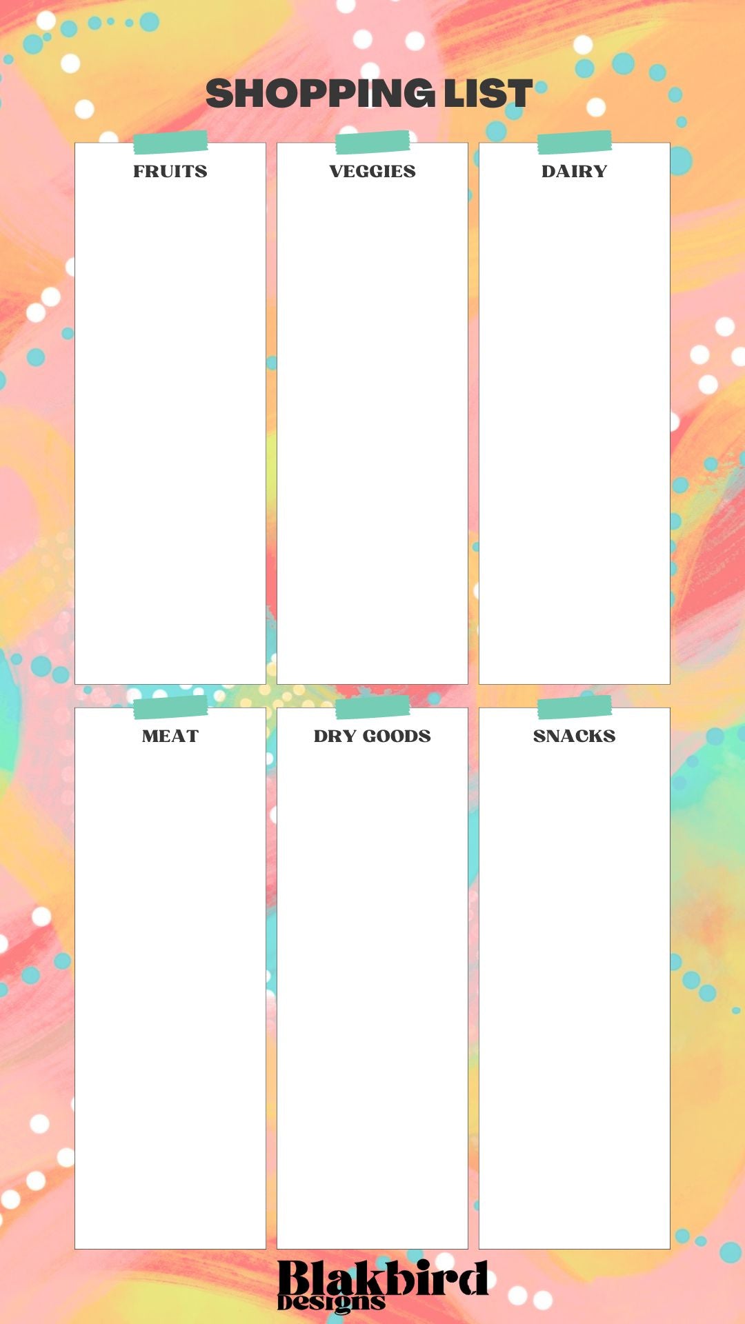 Digital Download - Summer Fun - Shopping list