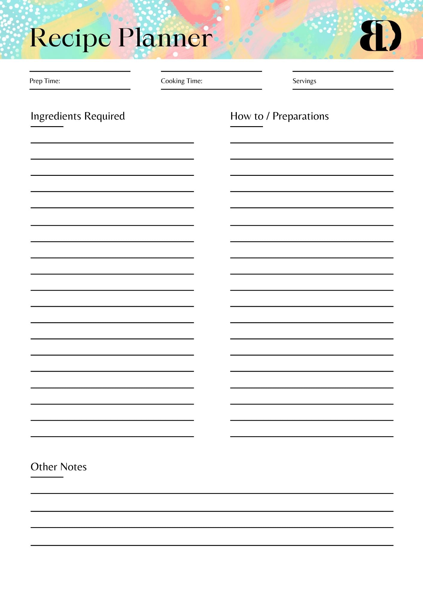 Digital Download - Summer Fun - Meal planner