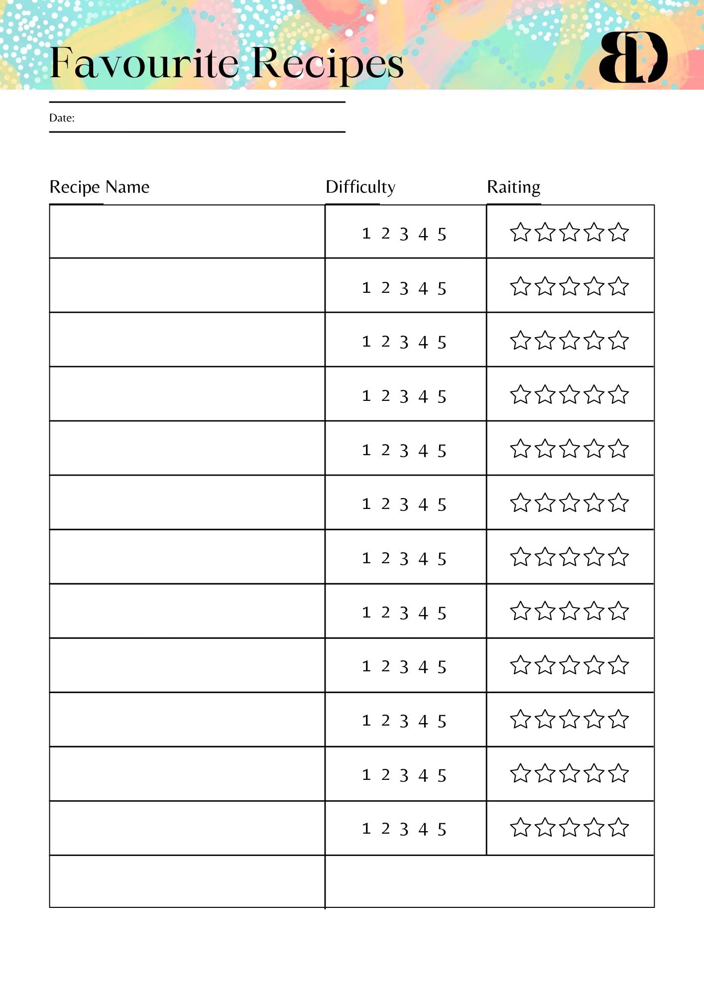 Digital Download - Summer Fun - Meal planner