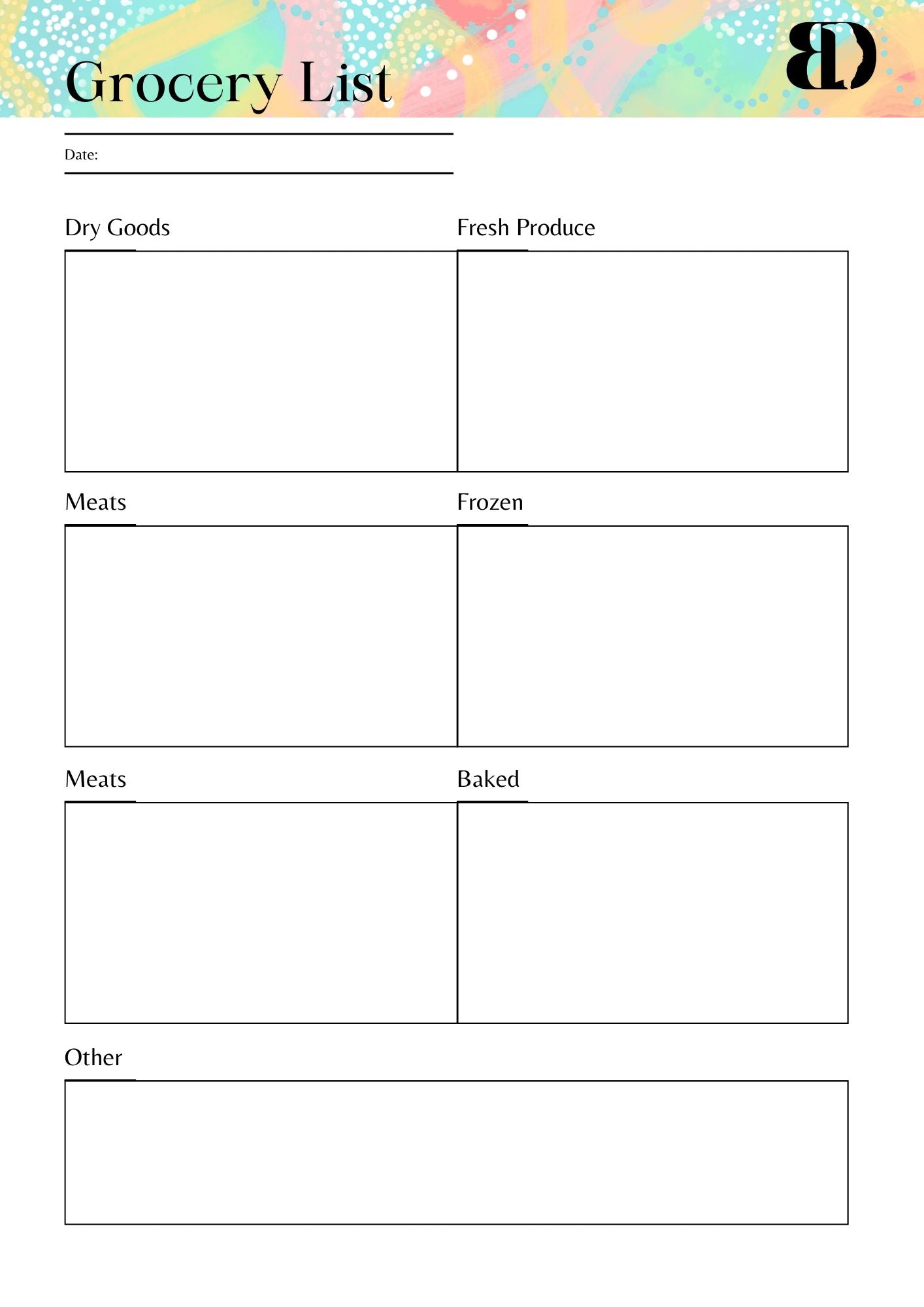 Digital Download - Summer Fun - Meal planner
