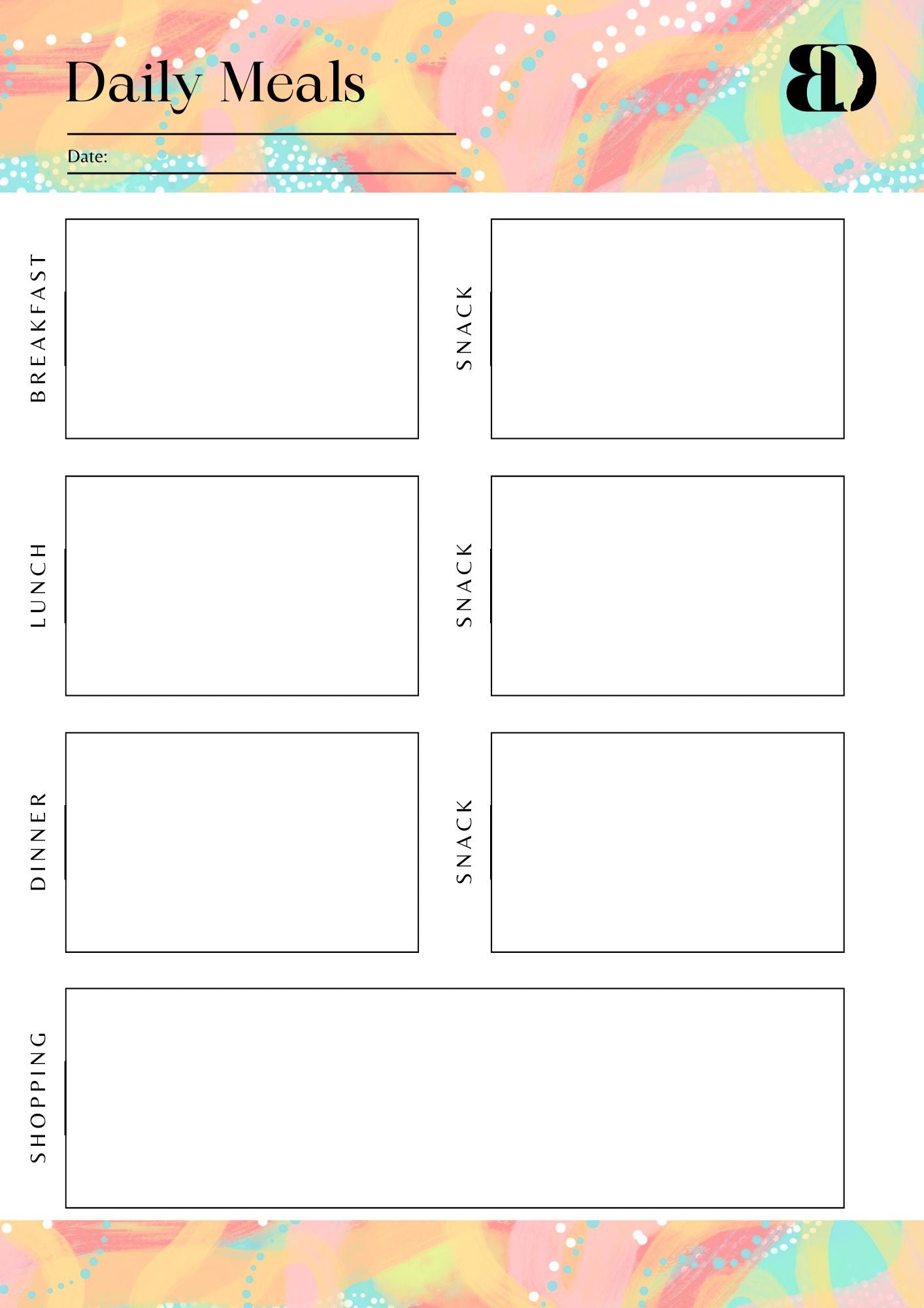 Digital Download - Summer Fun - Meal planner