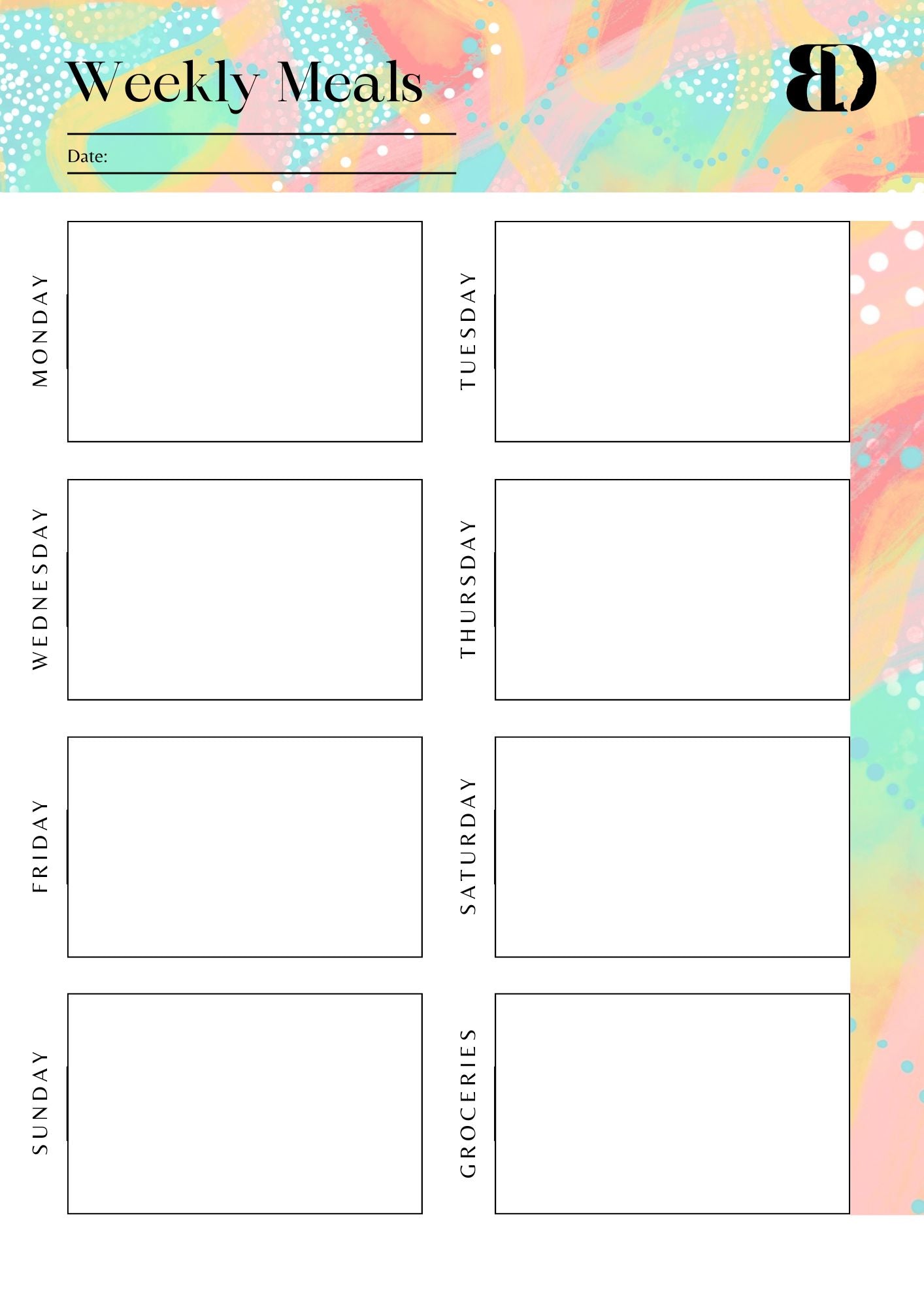 Digital Download - Summer Fun - Meal planner