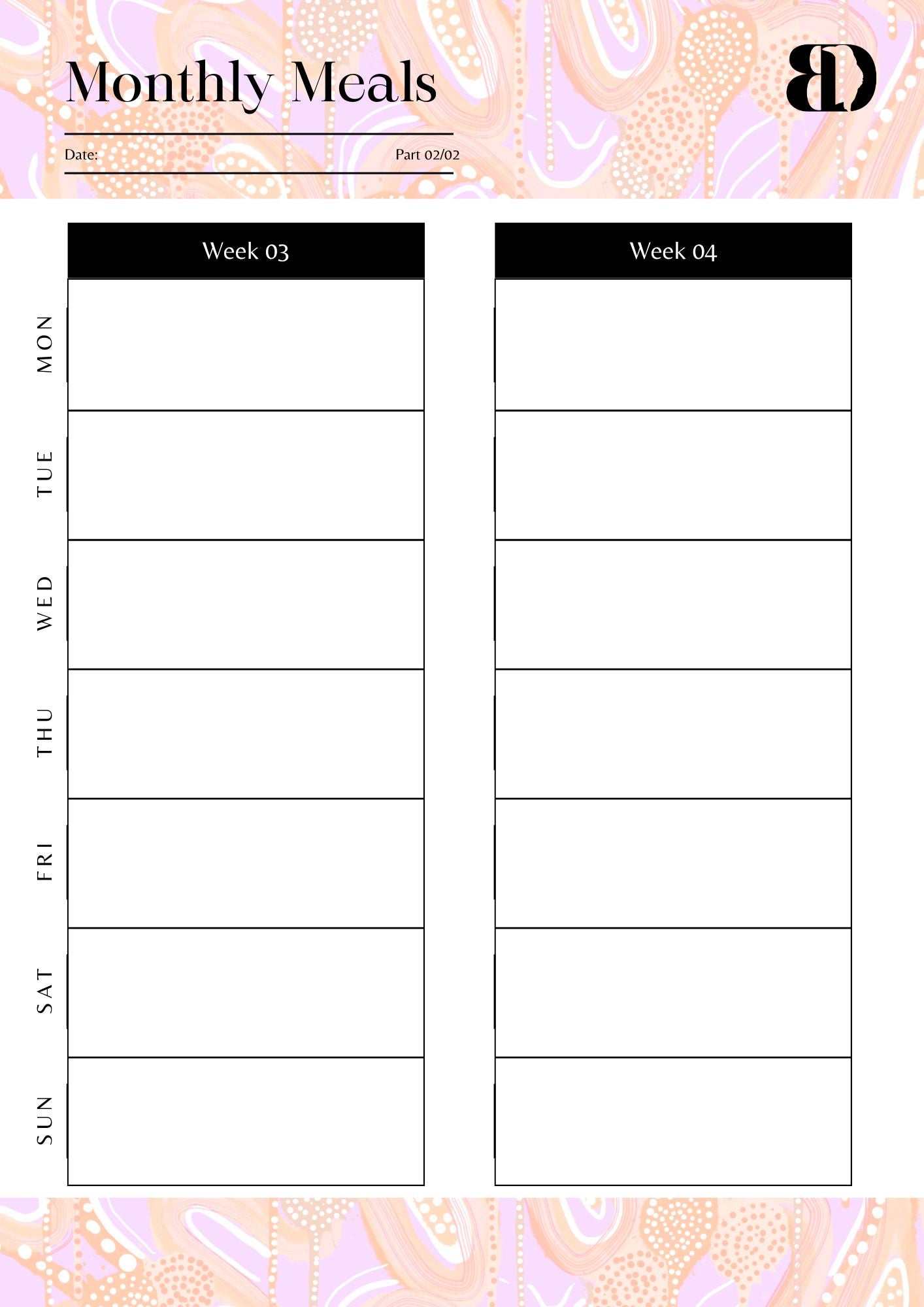 Digital Download - Banksia - Meal planner