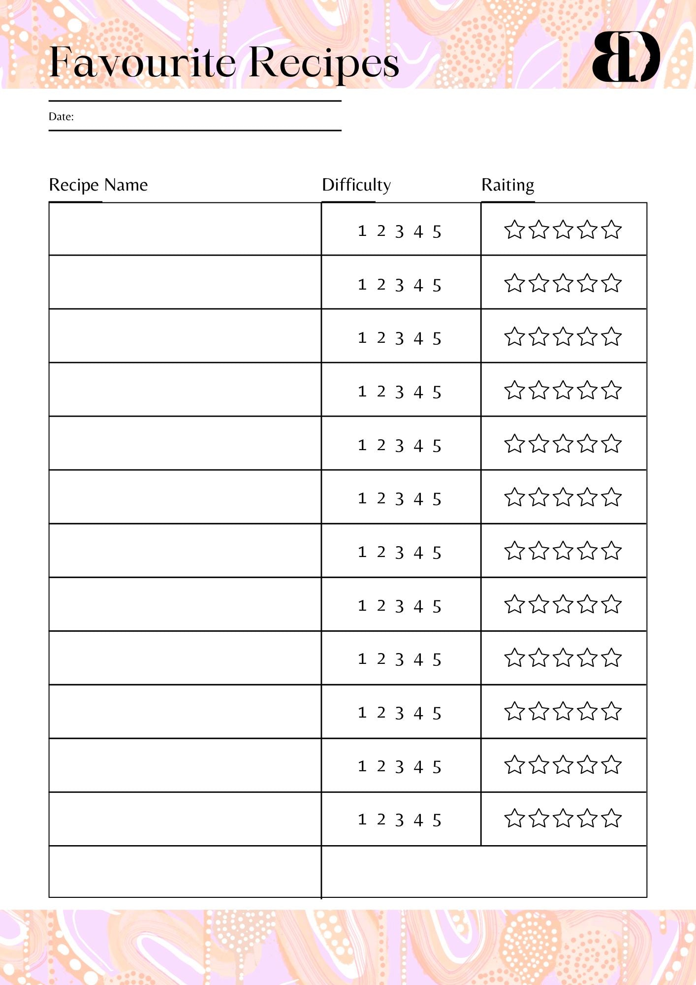 Digital Download - Banksia - Meal planner