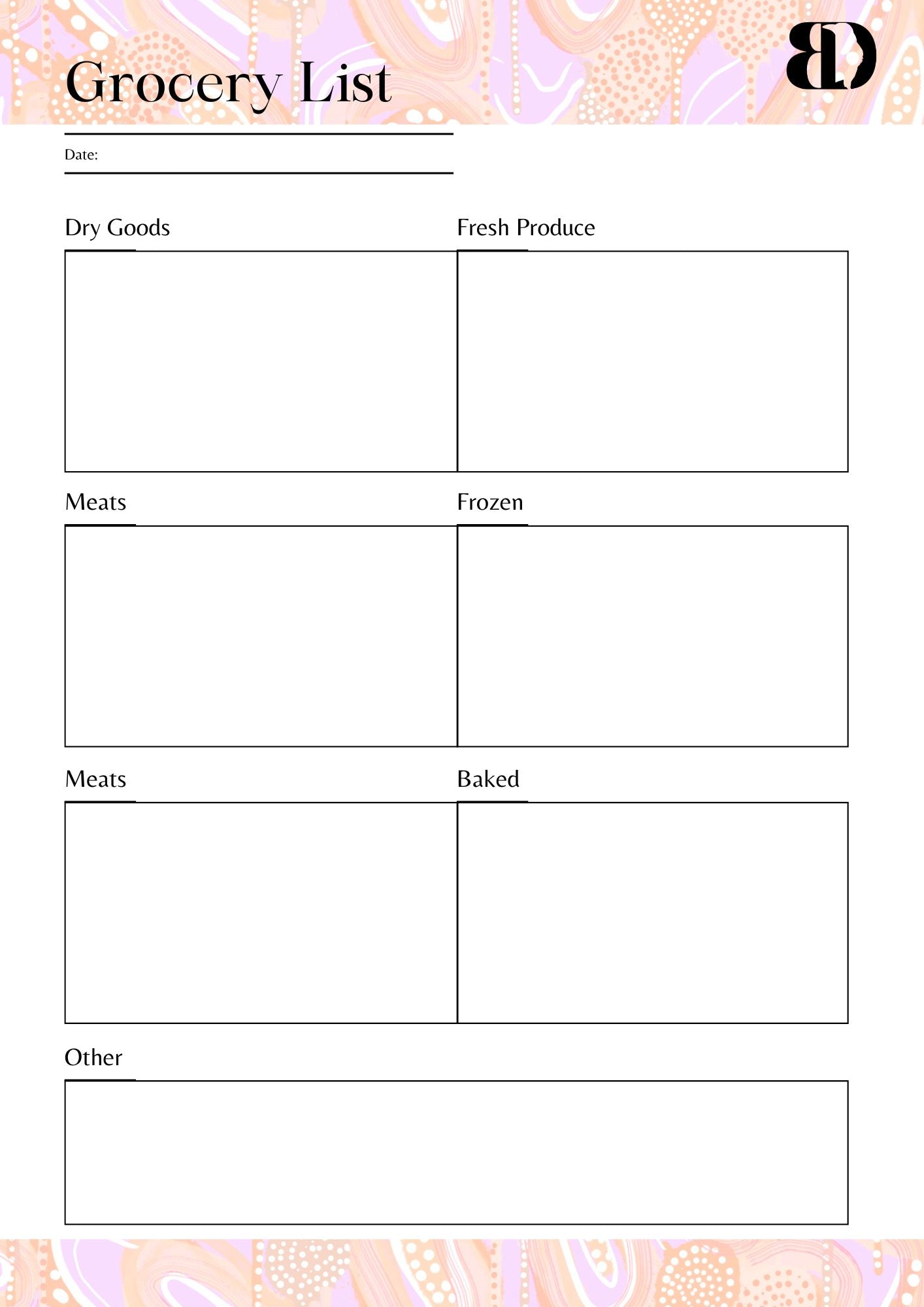 Digital Download - Banksia - Meal planner