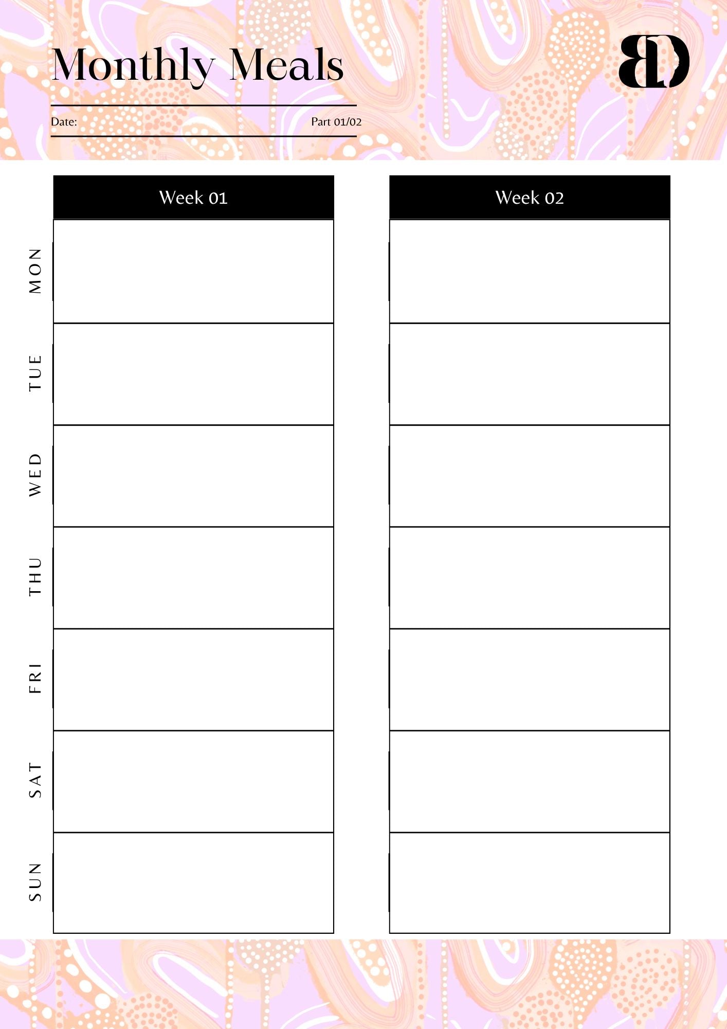 Digital Download - Banksia - Meal planner