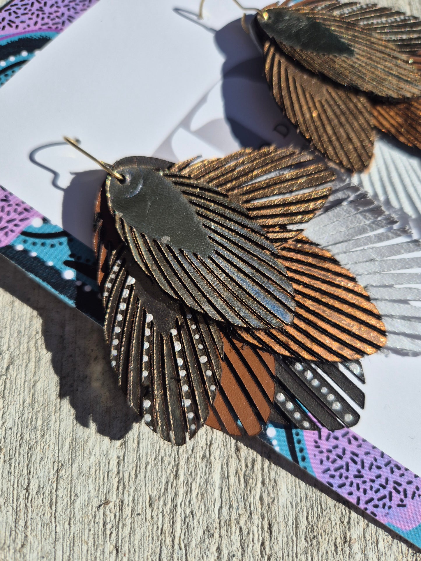 Australian Eastern Barn Owl Leather Earrings