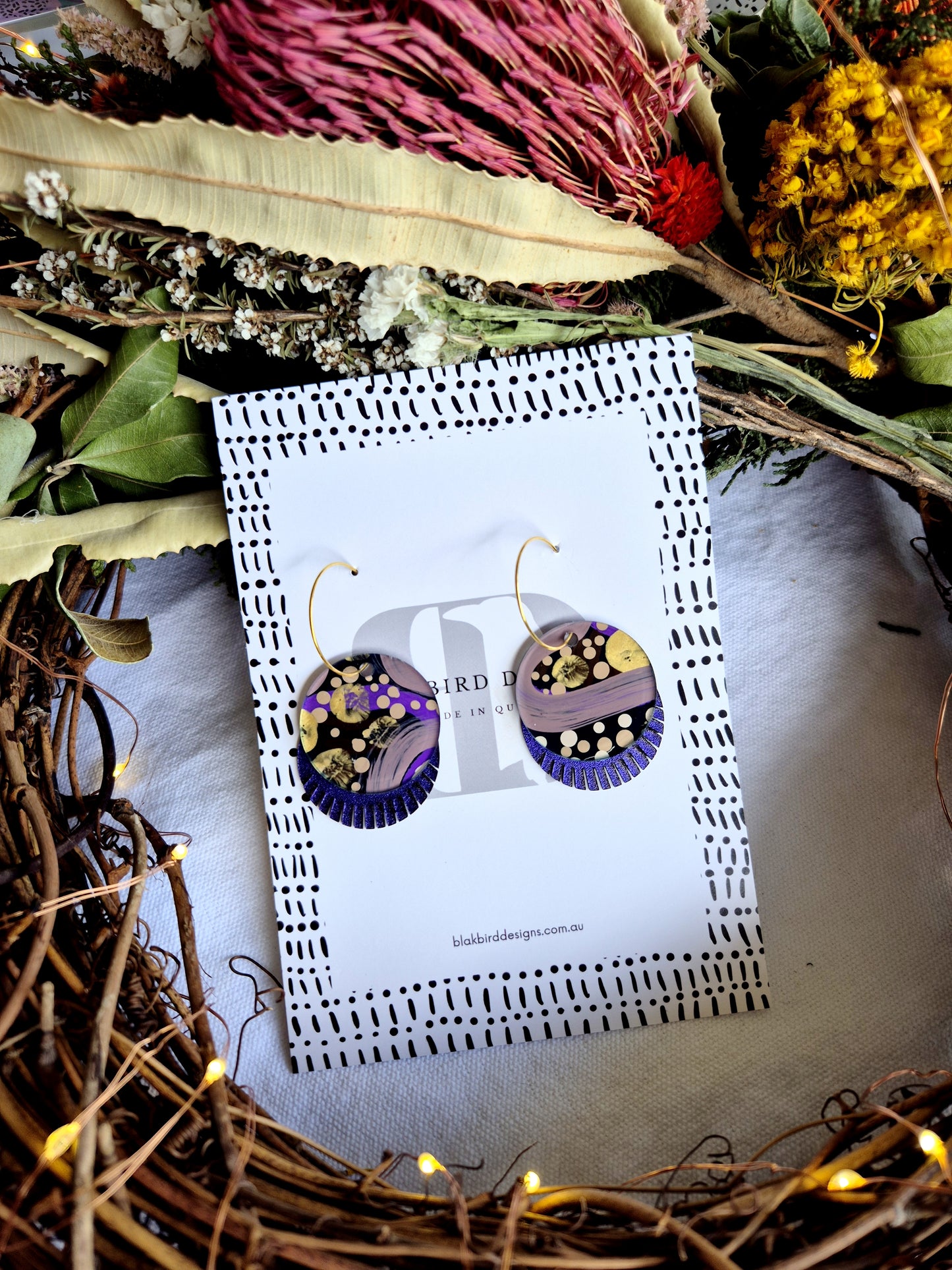 Circle Disc Hoop with Kangaroo Leather