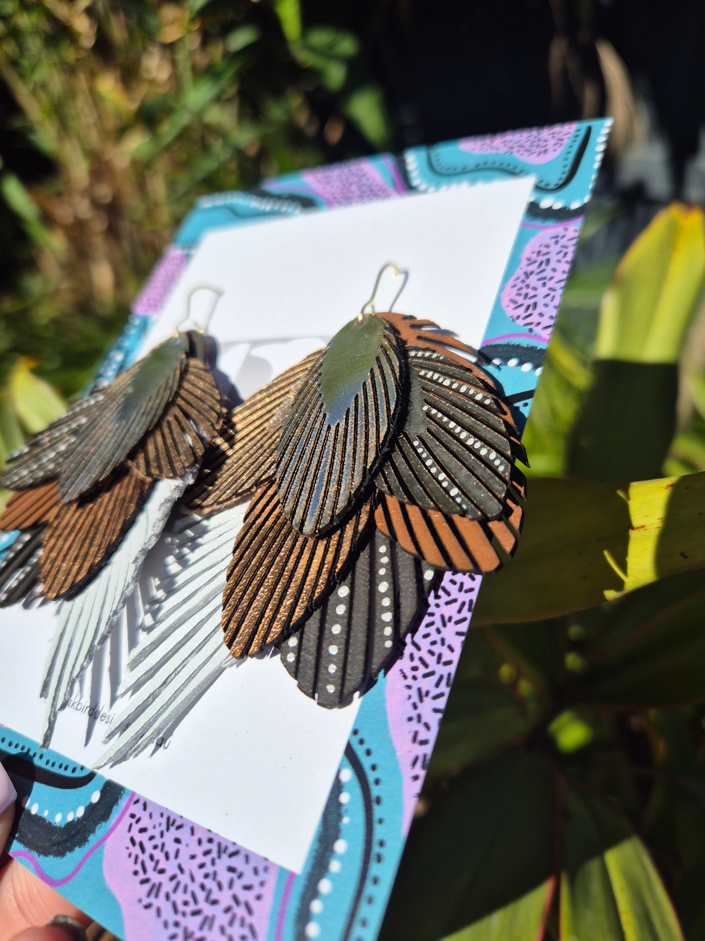 Australian Eastern Barn Owl Leather Earrings