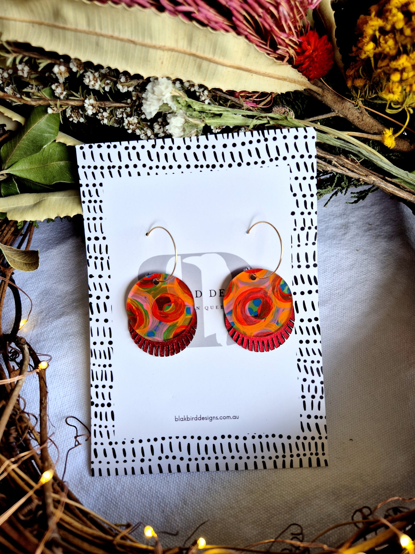 Circle Disc Hoop with Kangaroo Leather