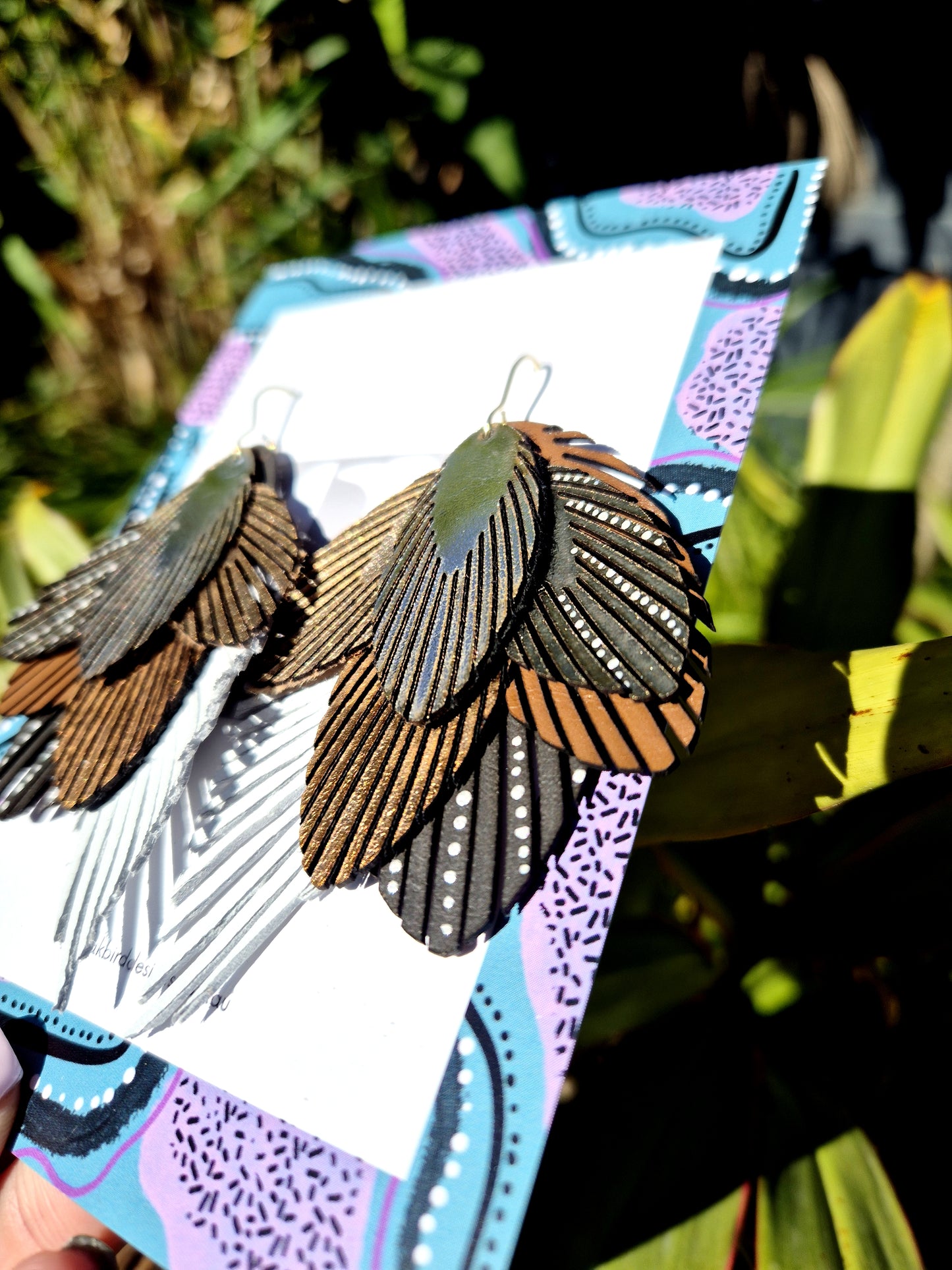 Australian Eastern Barn Owl Leather Earrings