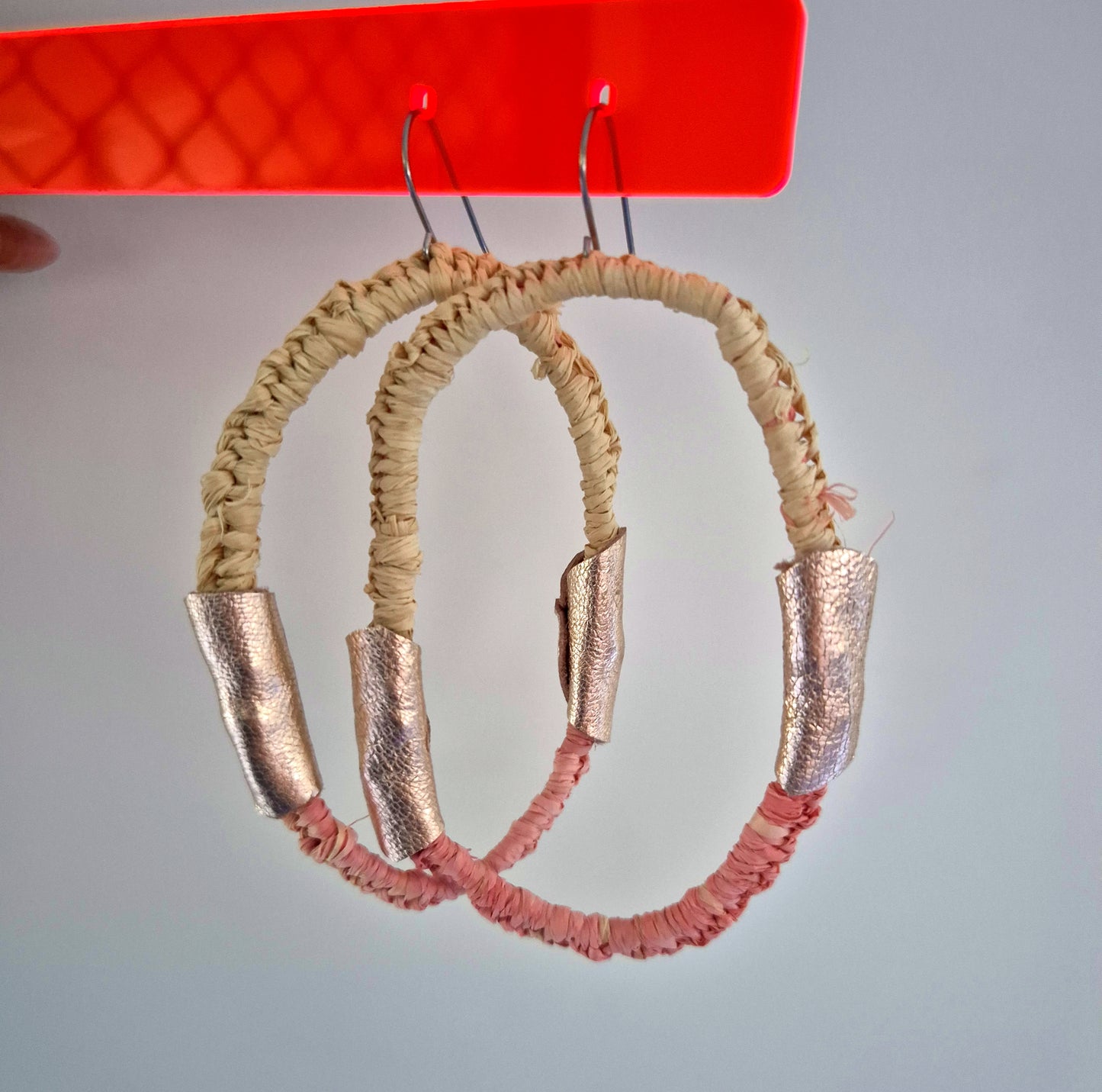 Woven hoops with leather