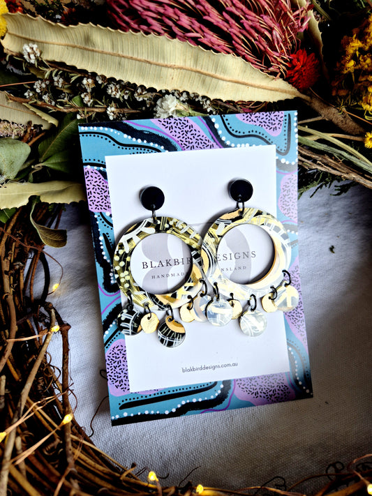 Statement Hoop with Leather Dangles