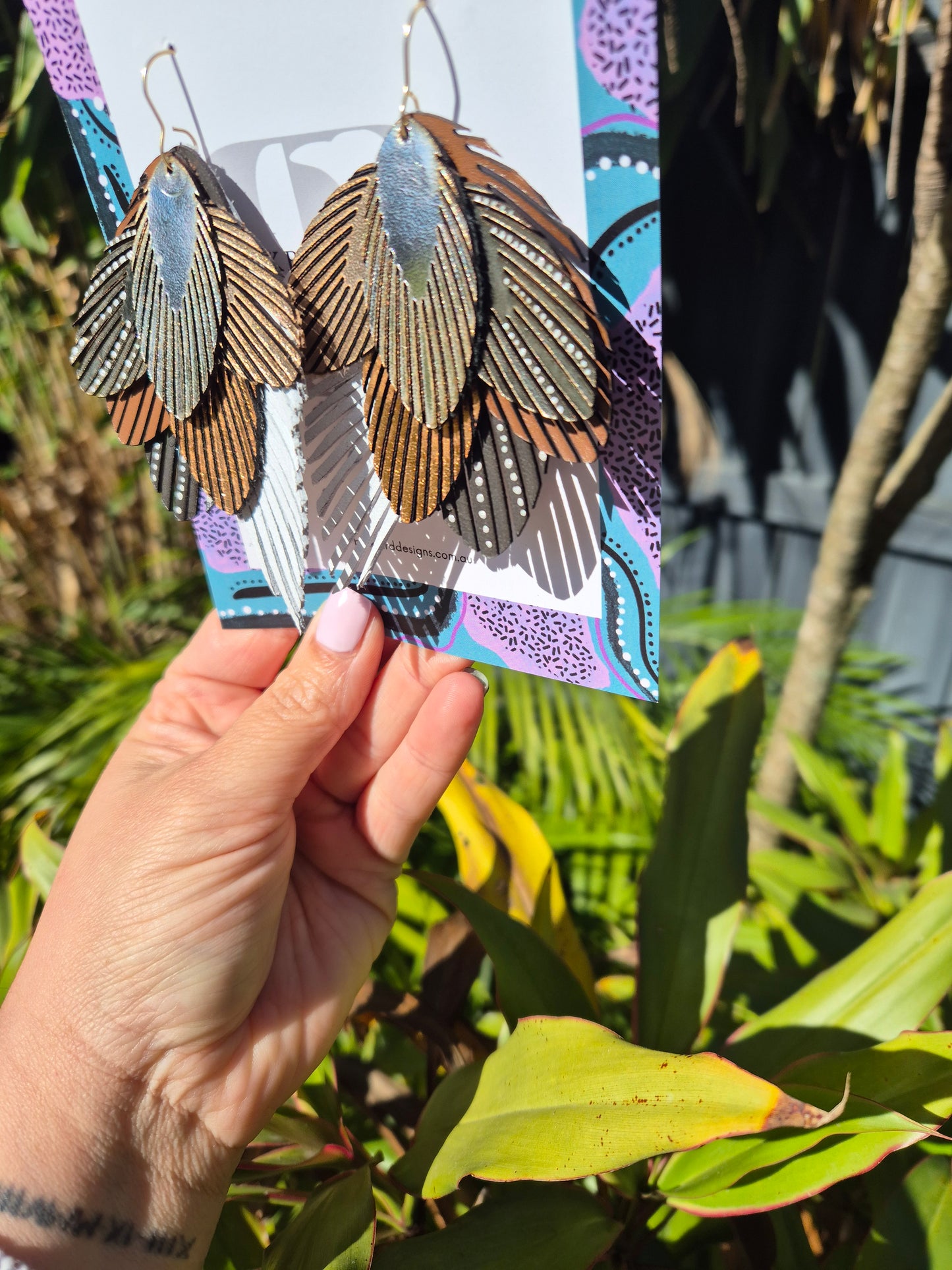 Australian Eastern Barn Owl Leather Earrings