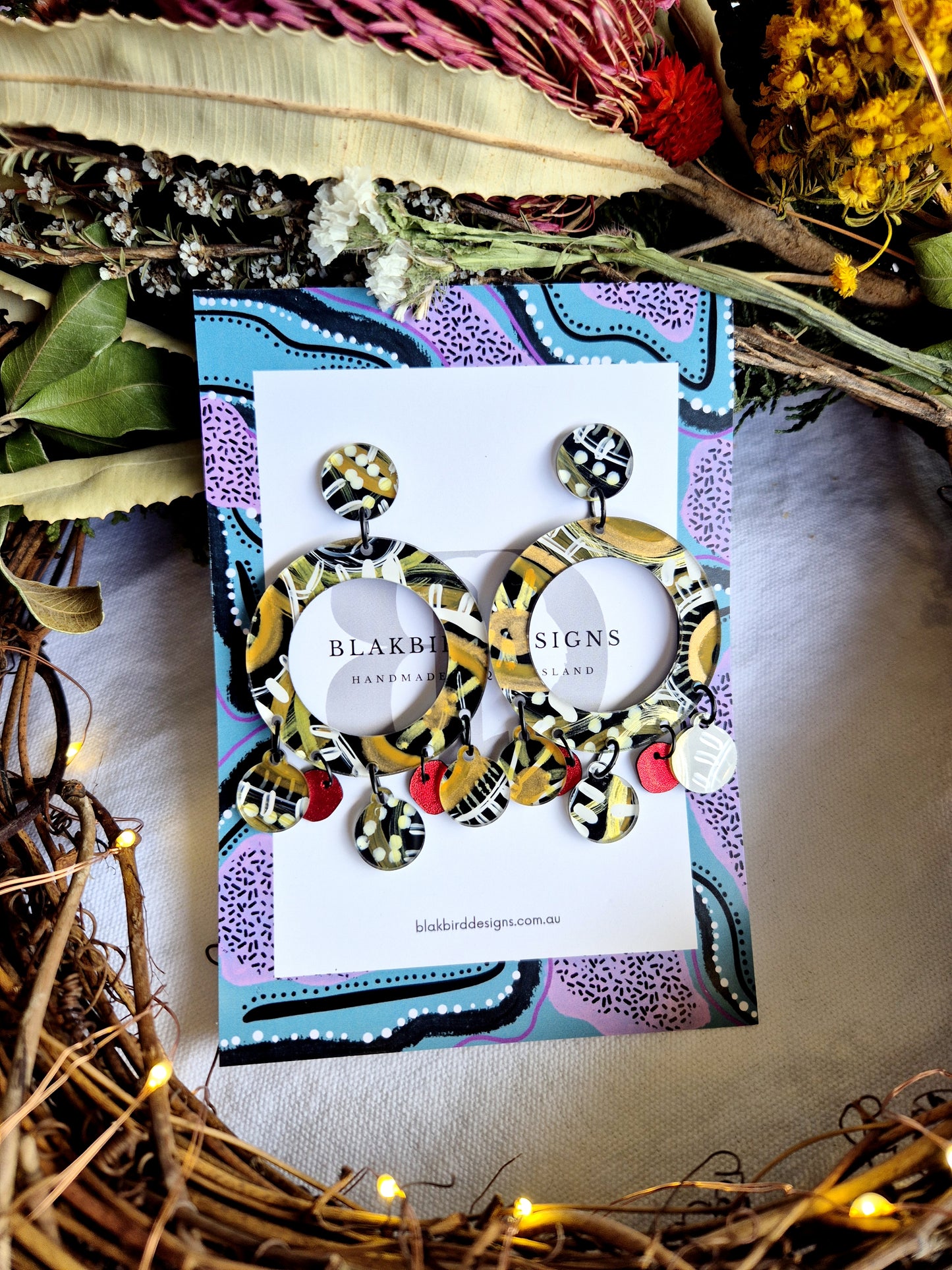 Statement Hoop with Leather Dangles