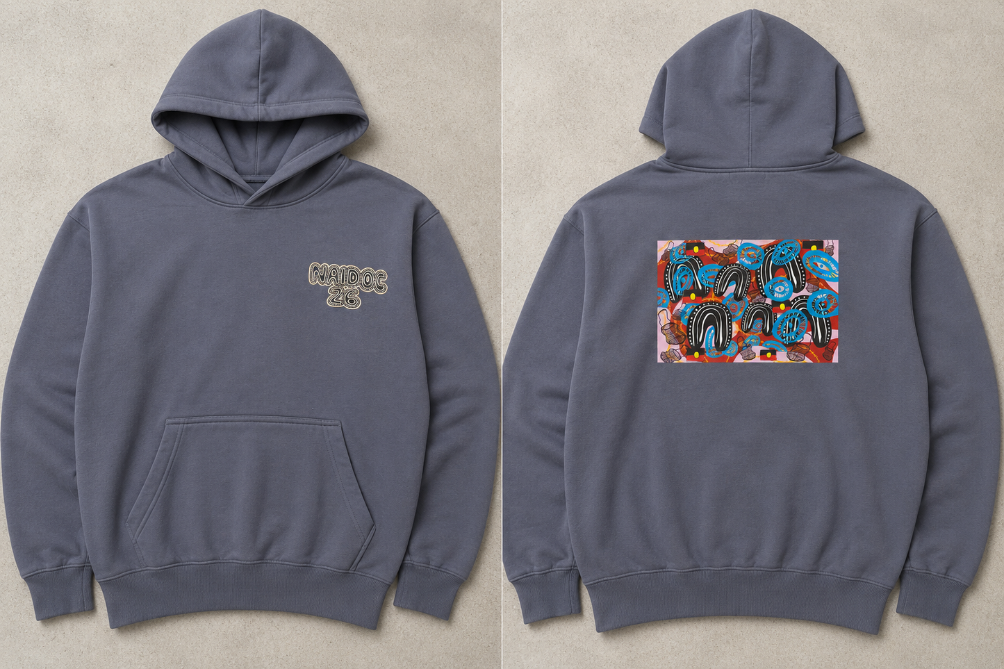 NAIDOC 26 Oversize Hoodie - Blue Grey
