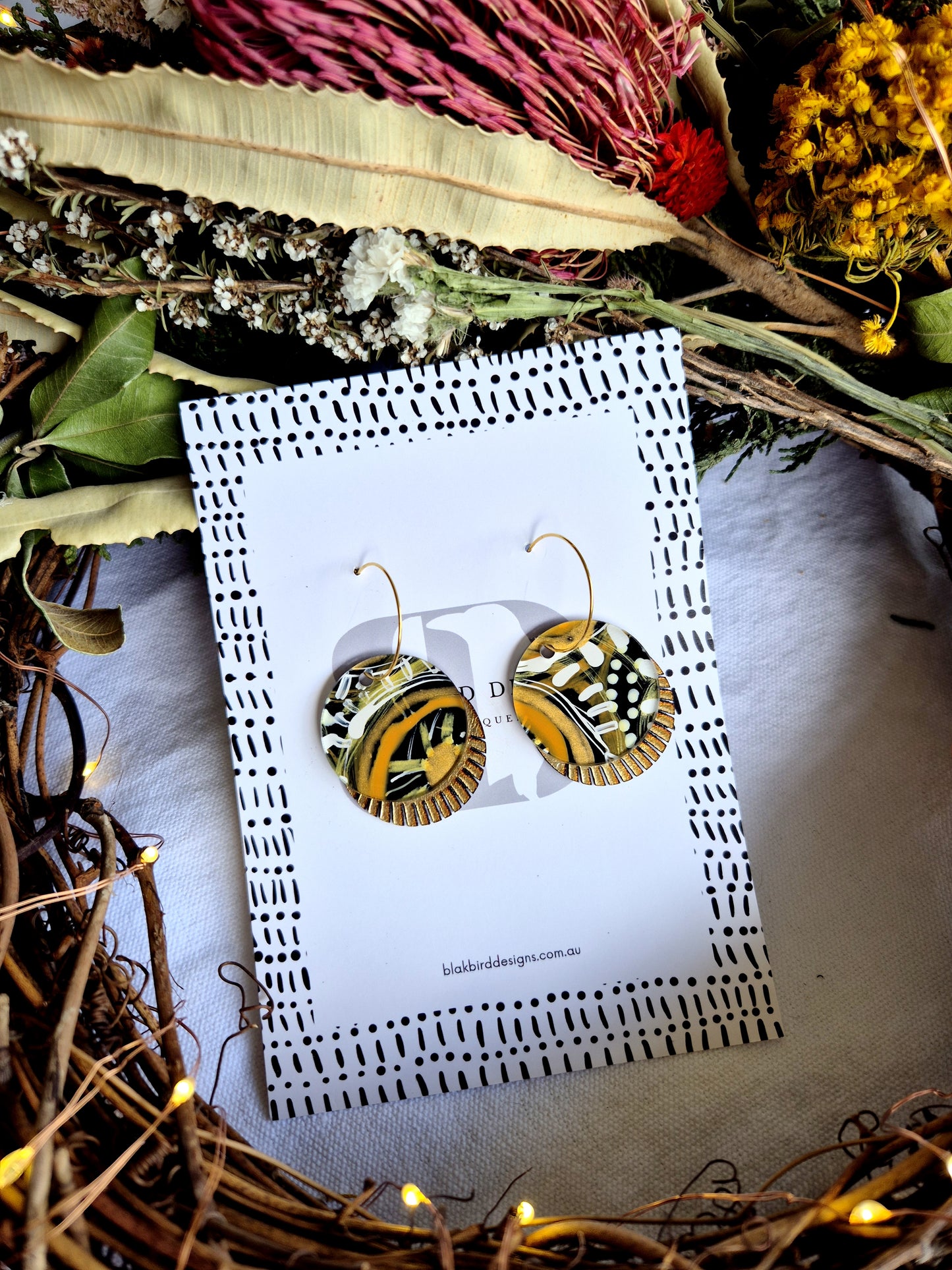 Circle Disc Hoop with Kangaroo Leather