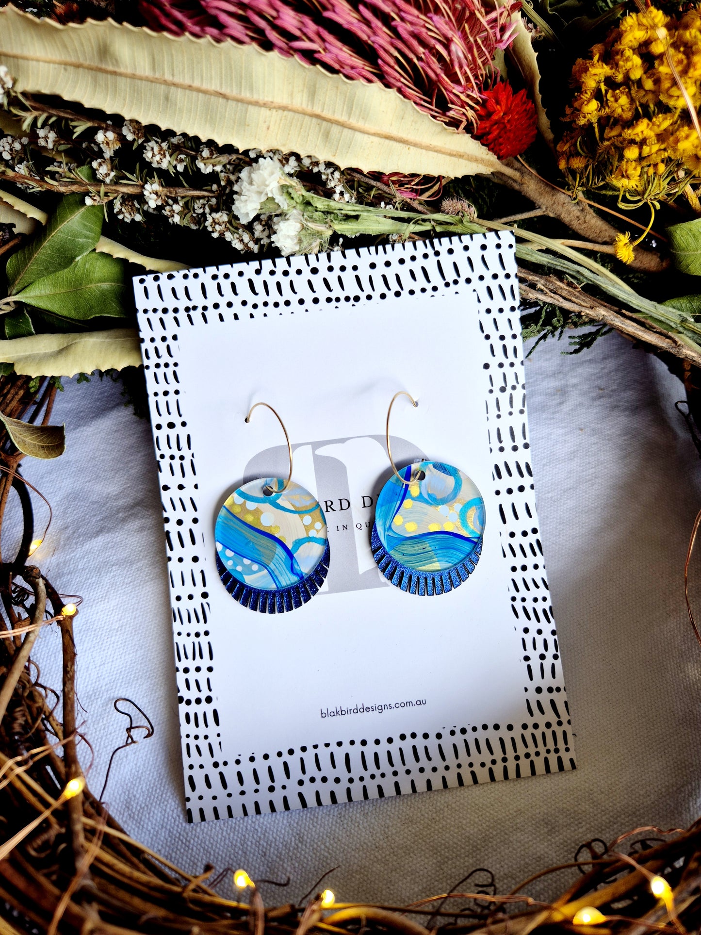 Circle Disc Hoop with Kangaroo Leather