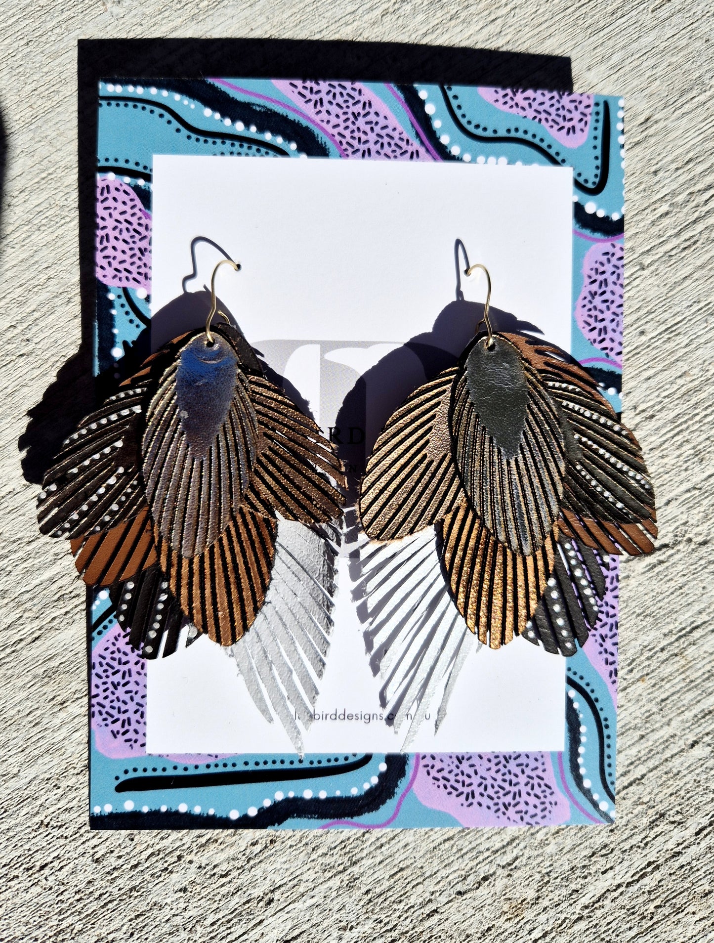 Australian Eastern Barn Owl Leather Earrings