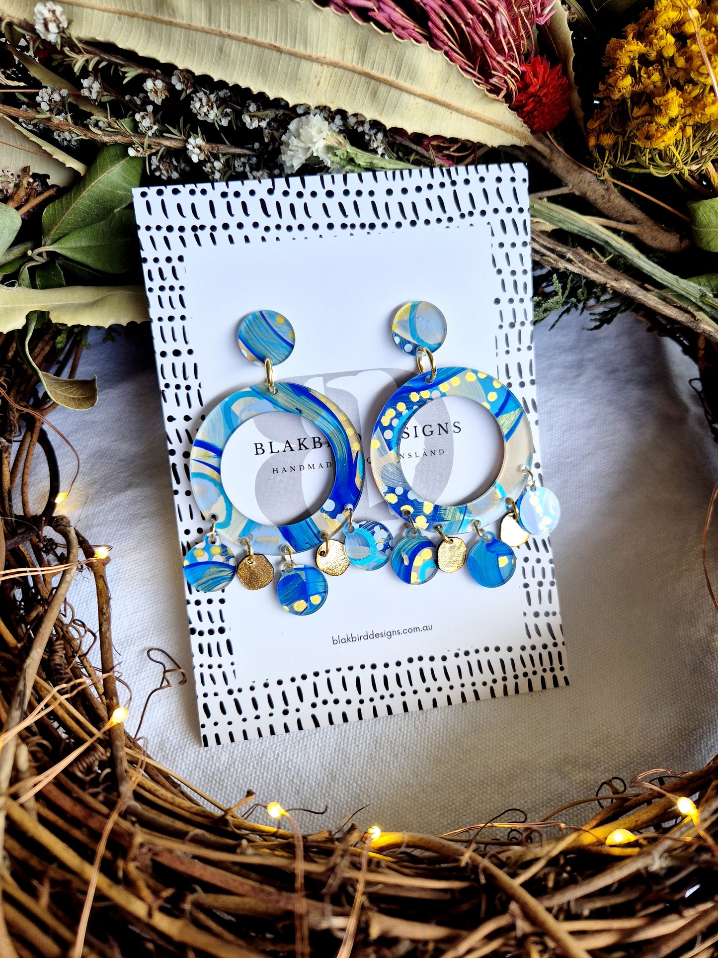 Statement Hoop with Leather Dangles