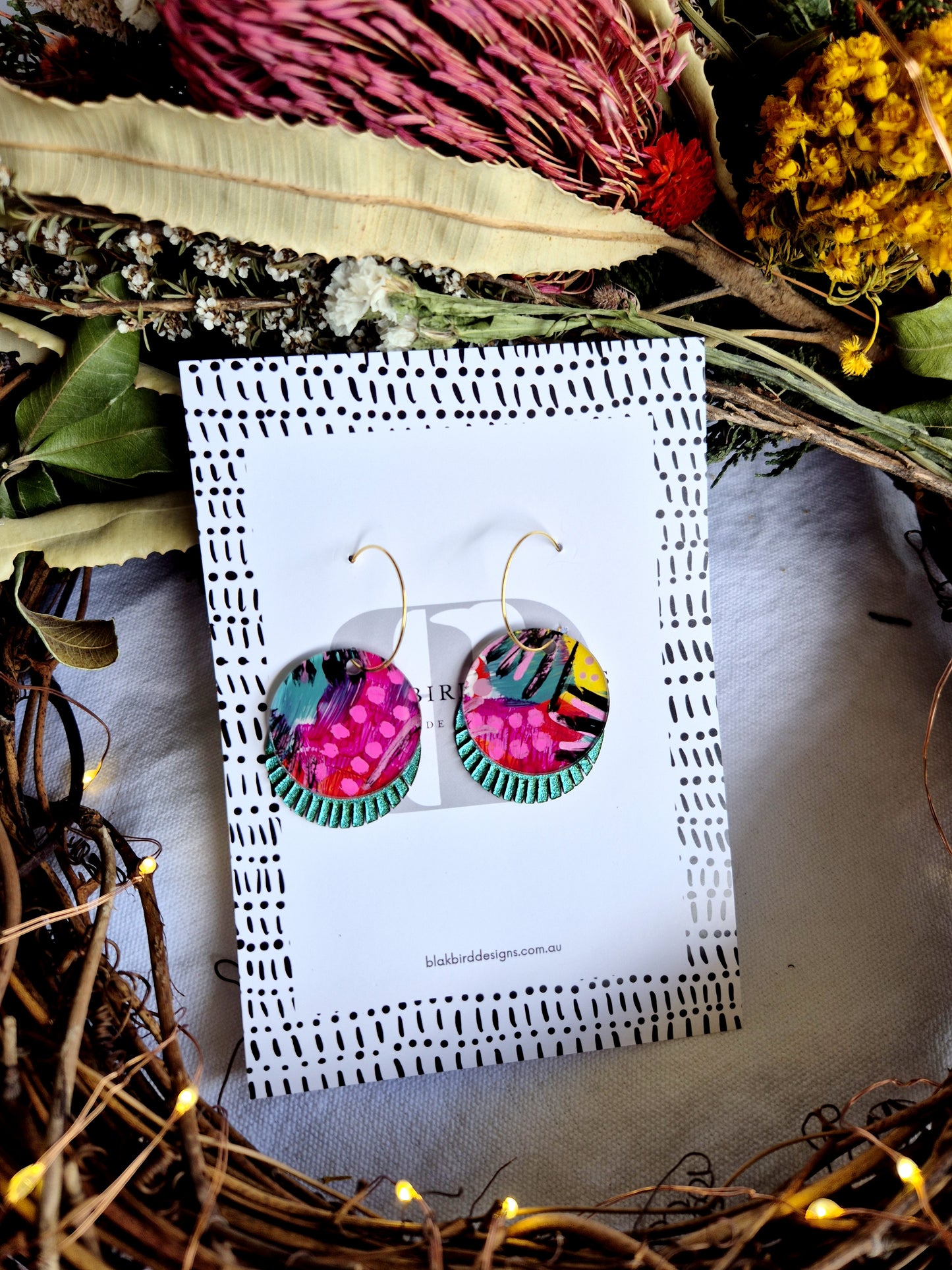 Circle Disc Hoop with Kangaroo Leather