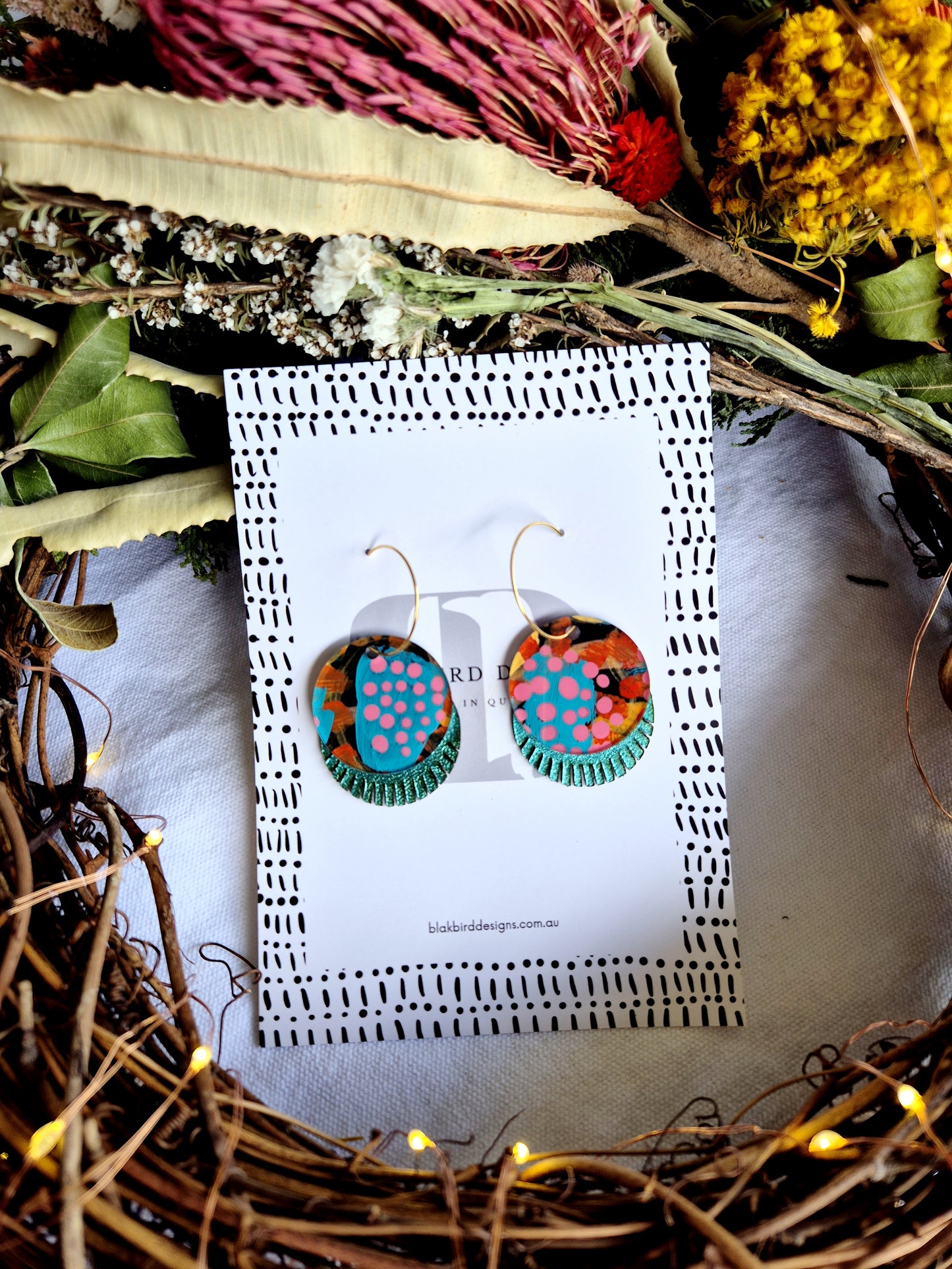 Circle Disc Hoop with Kangaroo Leather