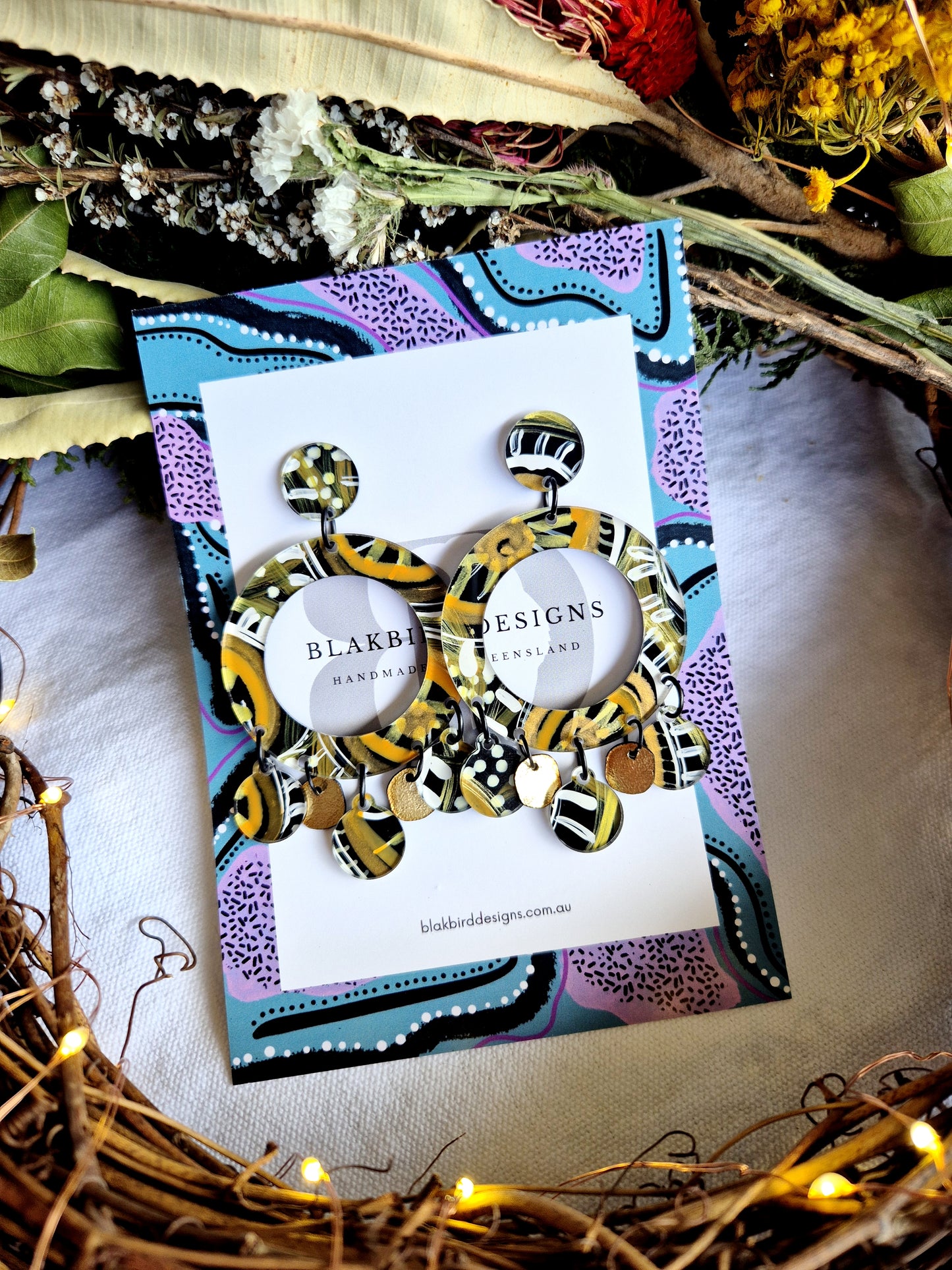 Statement Hoop with Leather Dangles