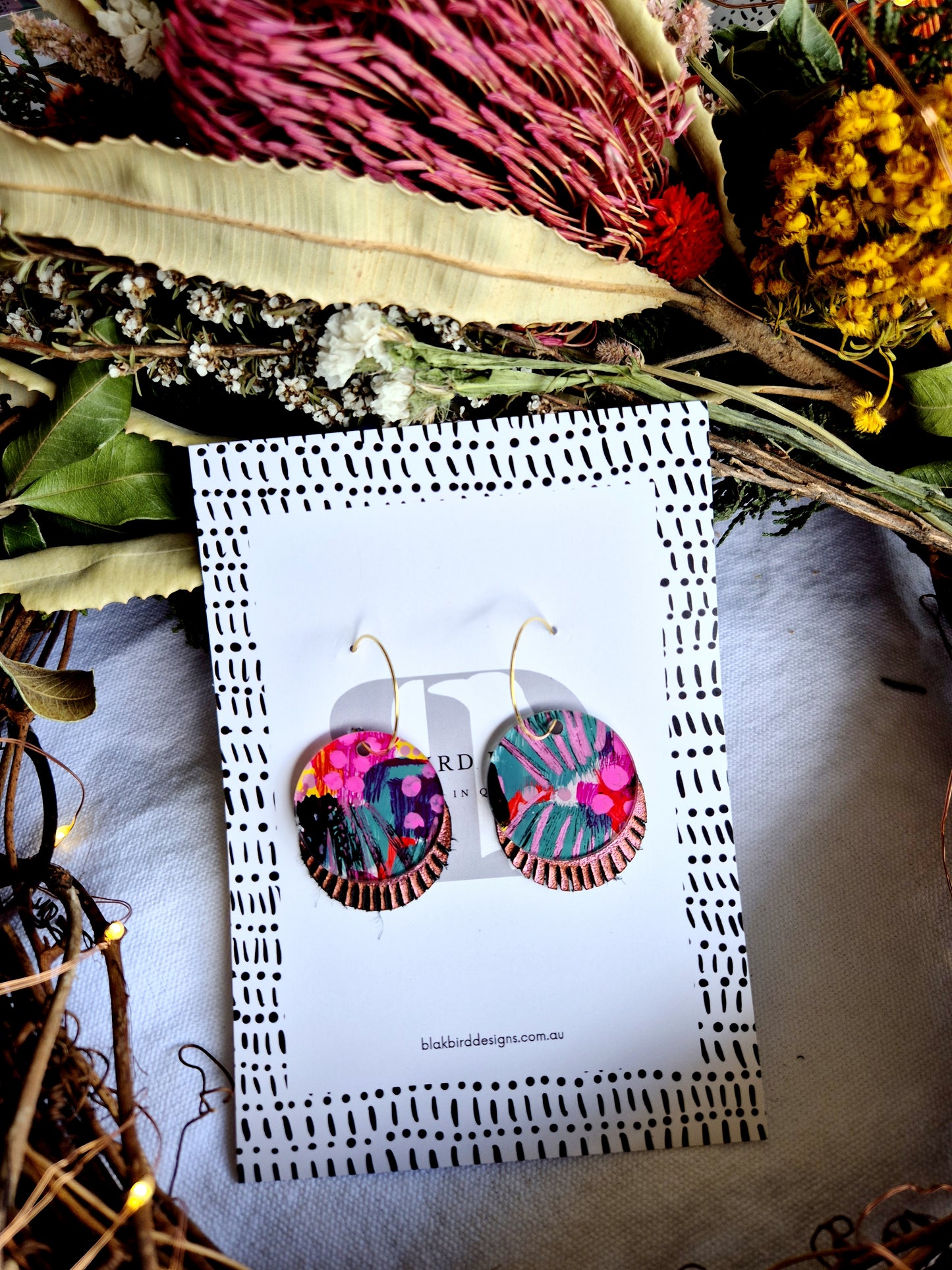 Circle Disc Hoop with Kangaroo Leather